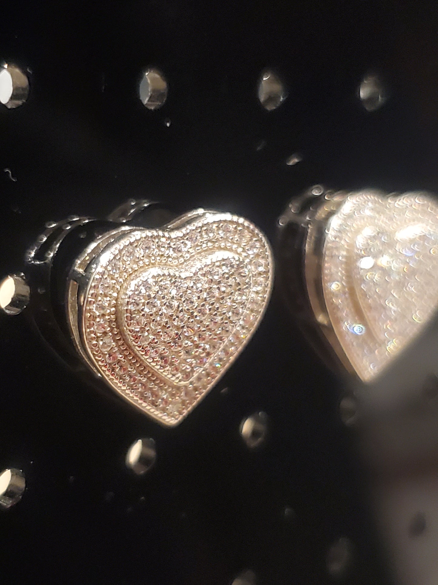 Iced Out 2 Layer Heart Earrings 1"