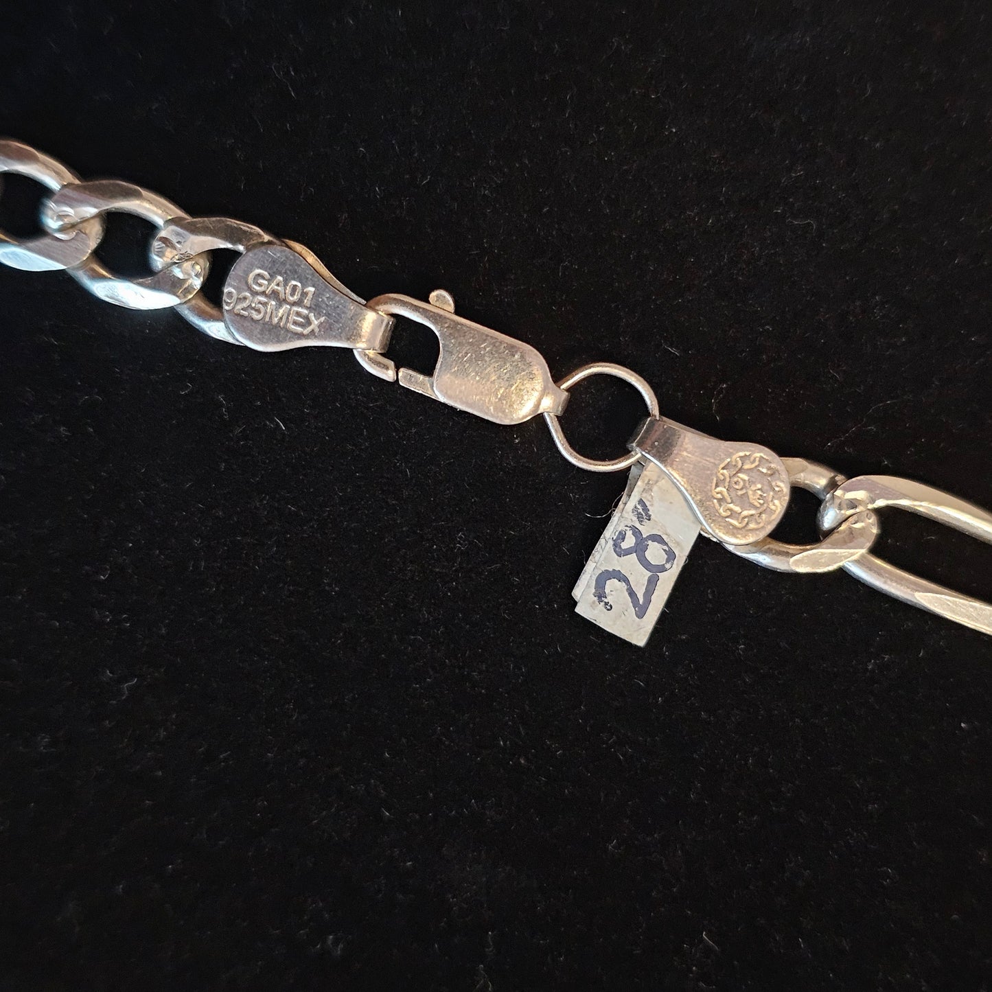 28" Figaro Link 925 Sterling Silver Chain Necklace 5mm