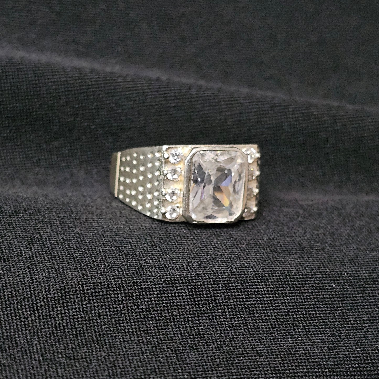 Square CZ Solitaire Men's Ring 925 Sterling Silver