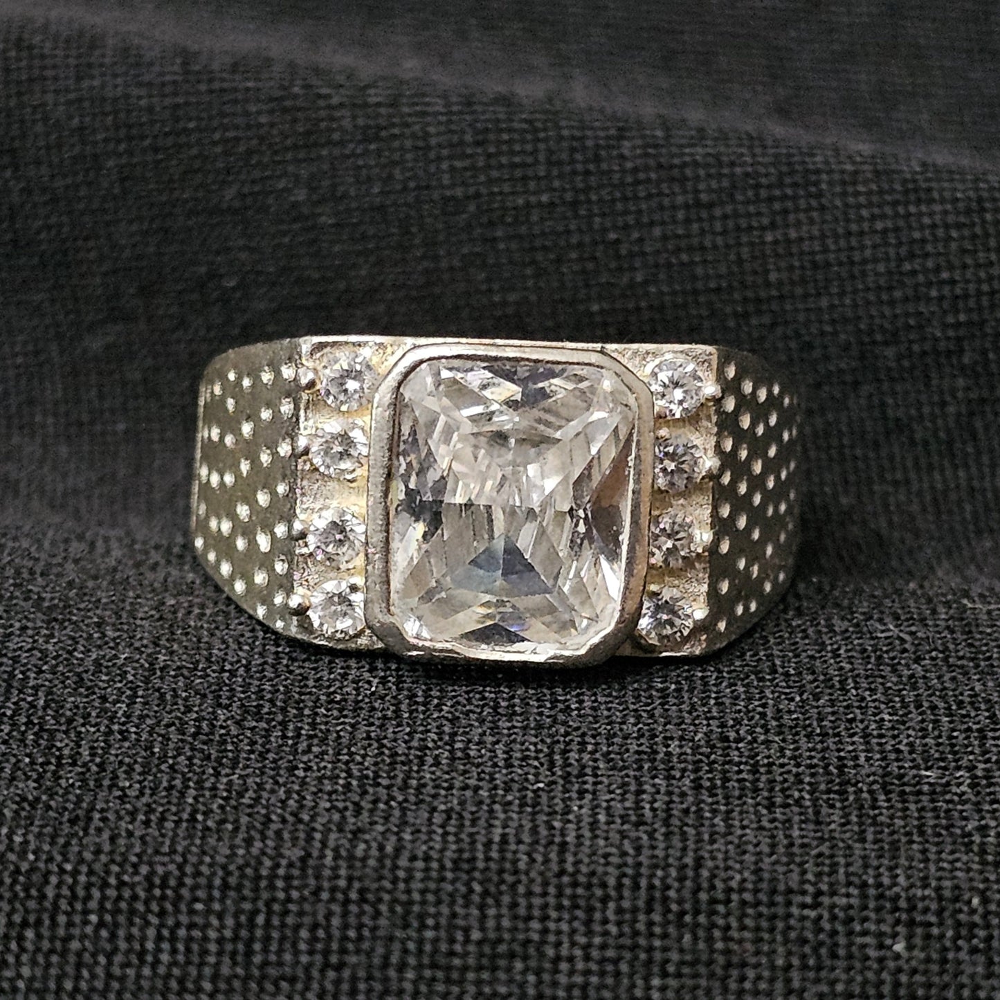 Square CZ Solitaire Men's Ring 925 Sterling Silver