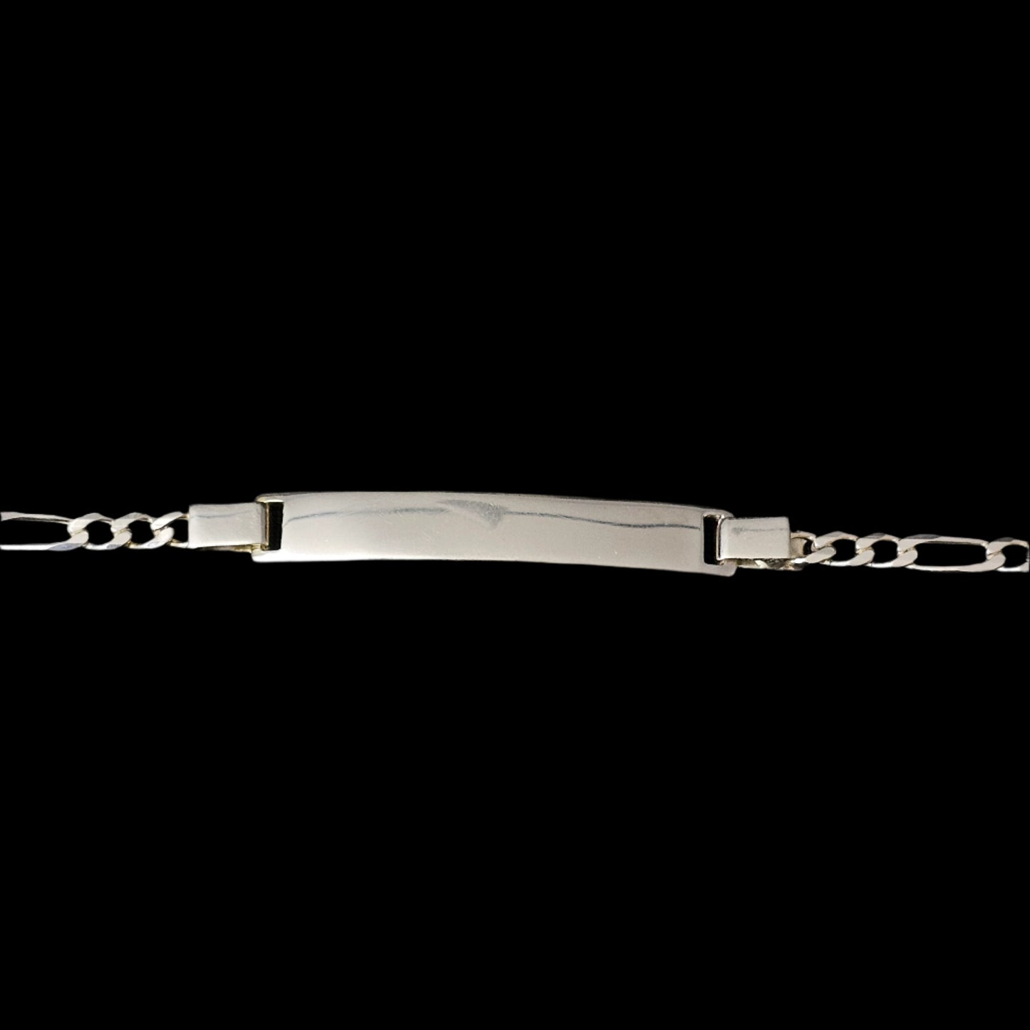 6.6mm Figaro ID Name Bracelet 925 Sterling Silver 8"