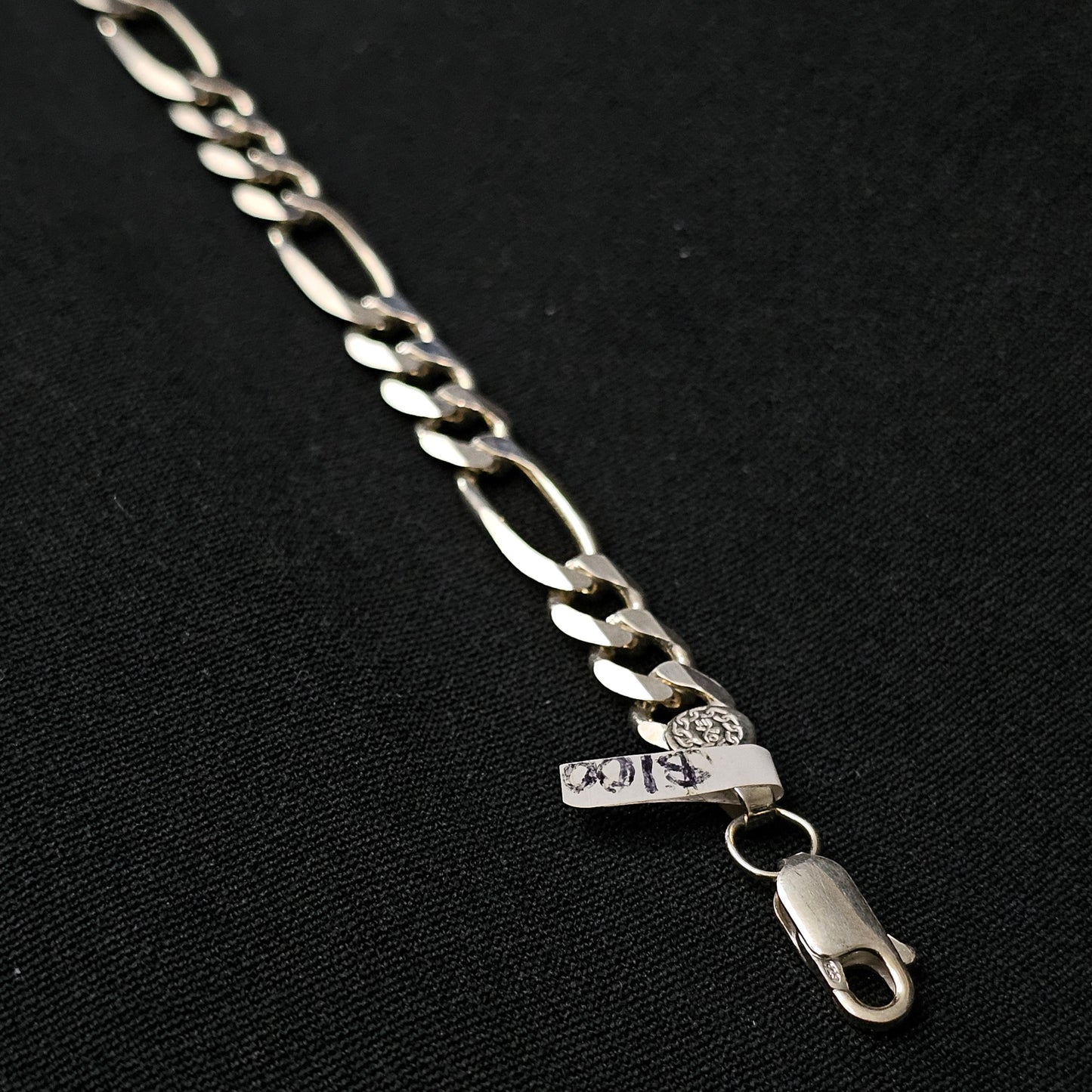 6mm Figaro Bracelet 925 Sterling Silver 8"