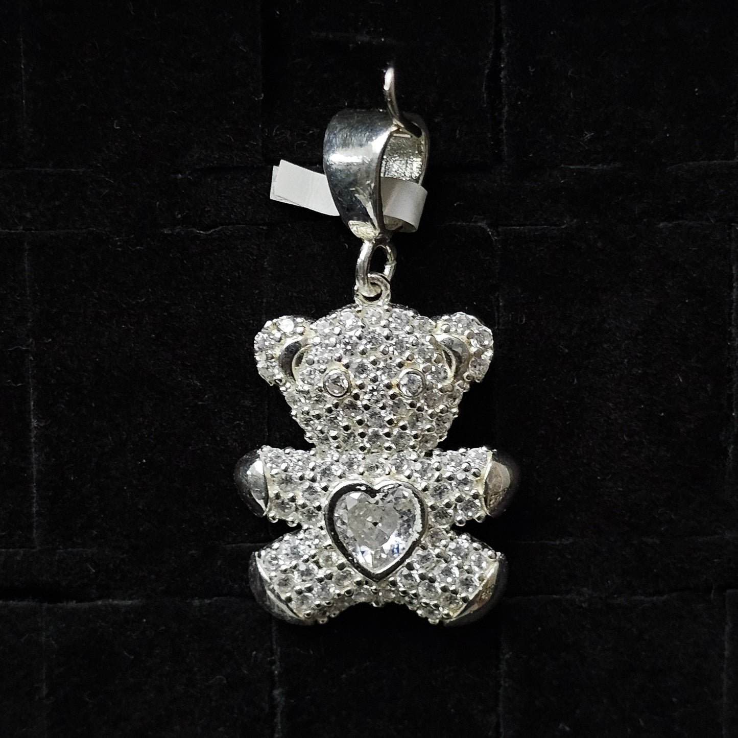 Small Heart Teddy Bear Pendant 925 Sterling Silver