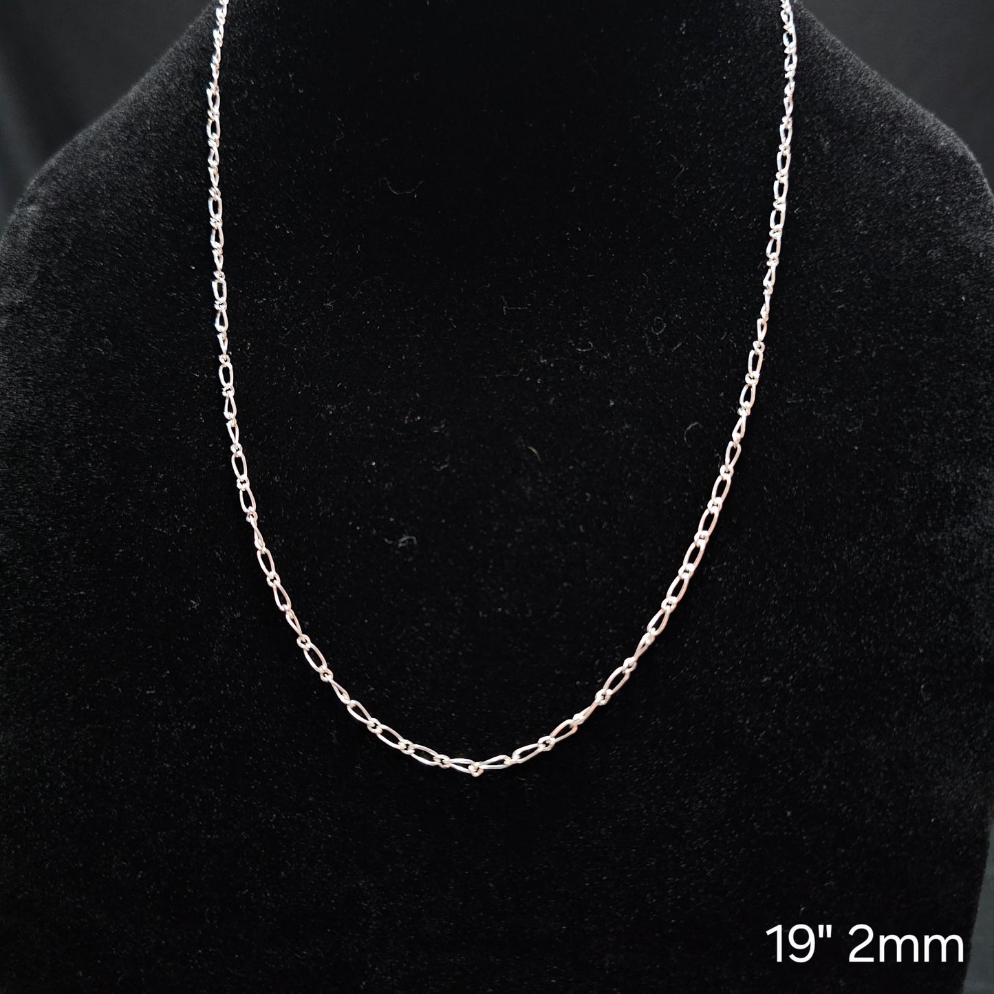 Elegant 19-inch Silver Chain Necklace, 2mm Width (Price $30)