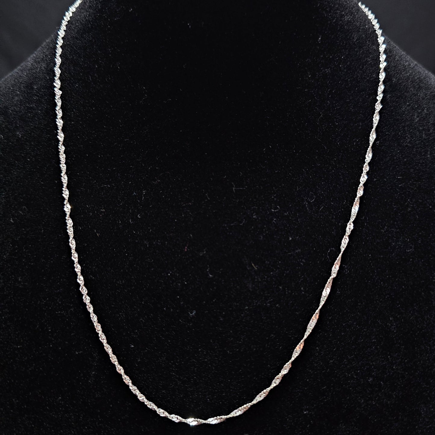 Dainty Twisted Link 925 Sterling Silver Chain Necklace 19" 2mm