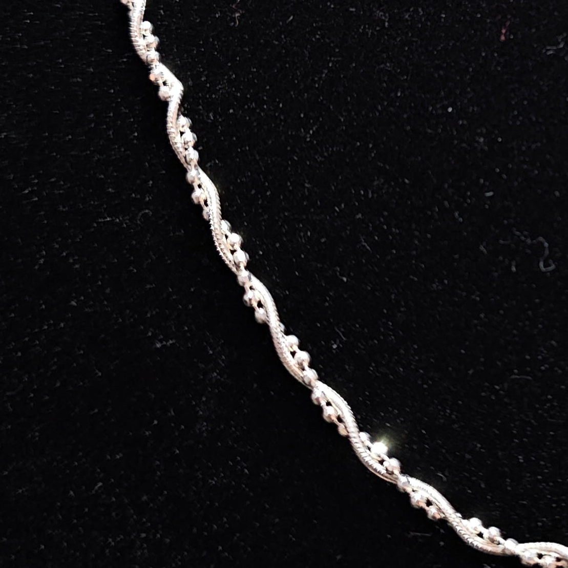 20" Snake and Bead Double Twist Chain Link Necklace 925 Sterling Silver 1.5mm