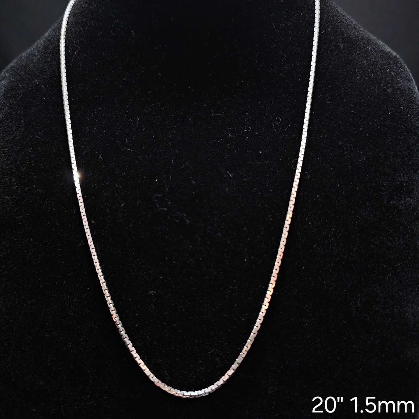 Micro Box Link 925 Sterling Silver Chain Necklace 20" 1.5mm