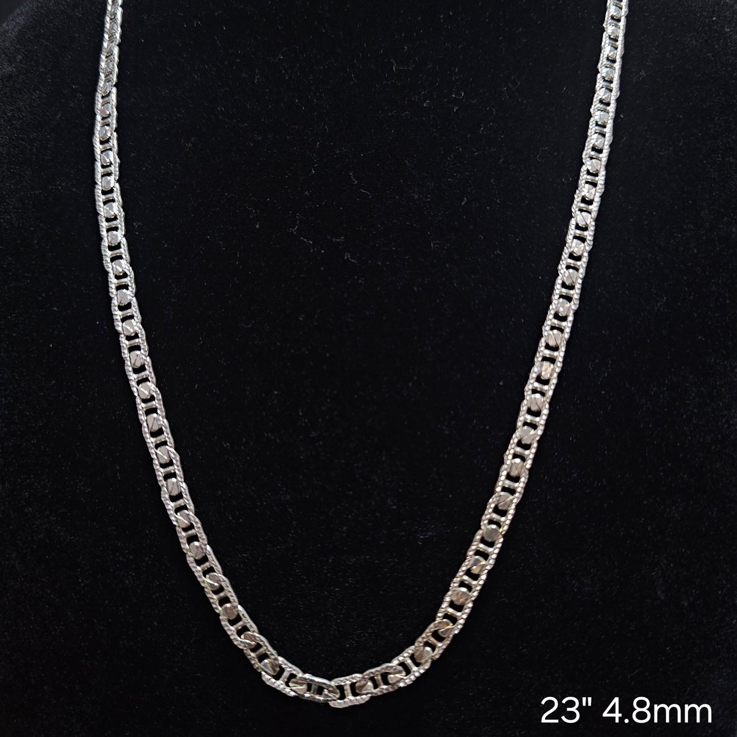 Diamond Cut Mariner Link 925 Sterling Silver Chain Necklace 23" 4.8mm