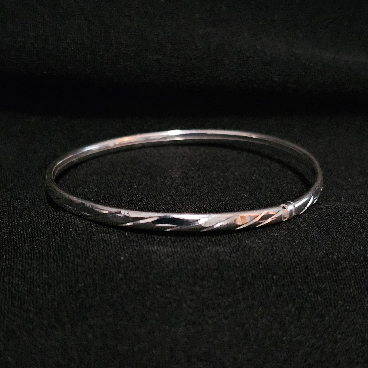 Child's Diamond Cut 925 Sterling Silver Bangle Bracelet 6" 2.8mm