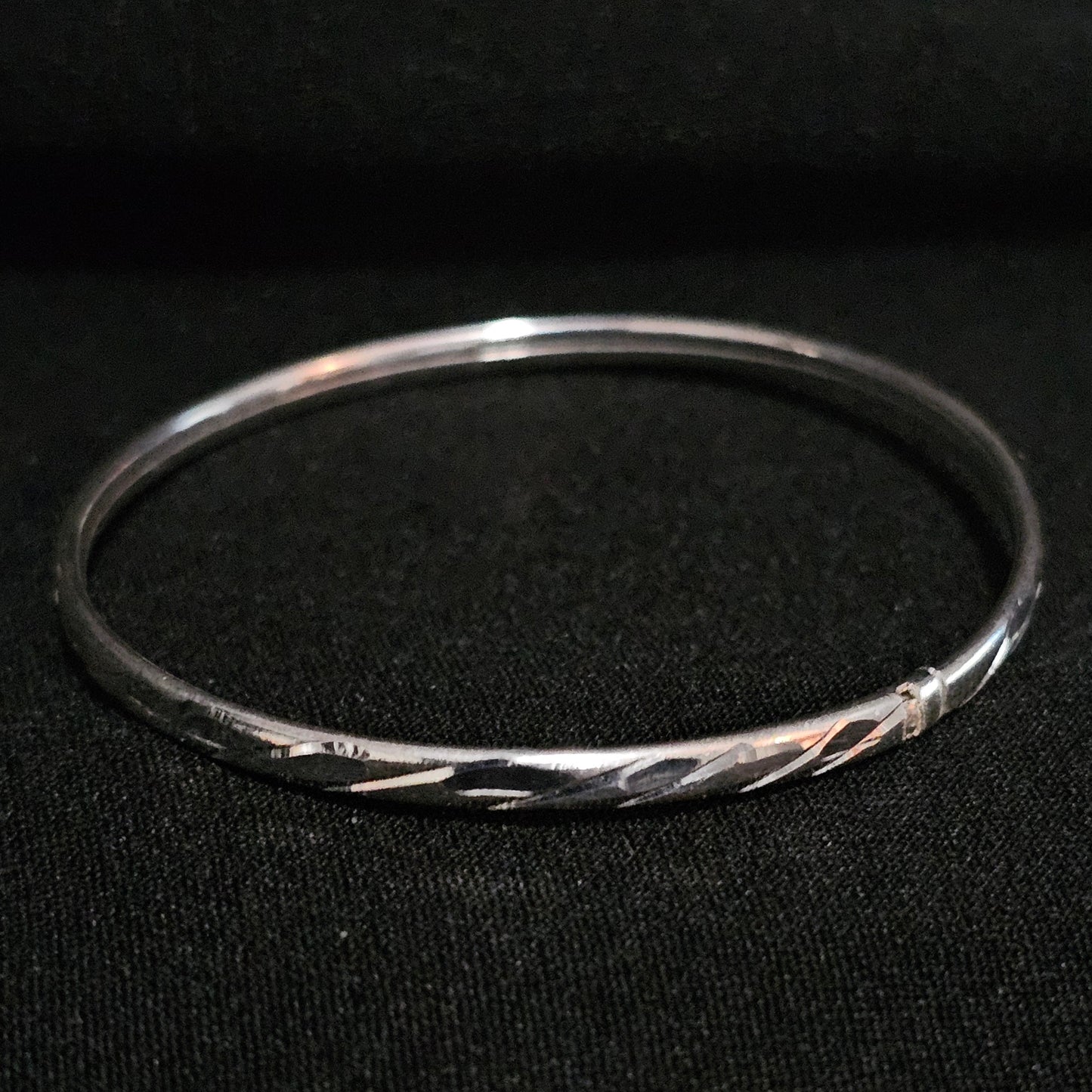 Child's Diamond Cut 925 Sterling Silver Bangle Bracelet 6" 2.8mm