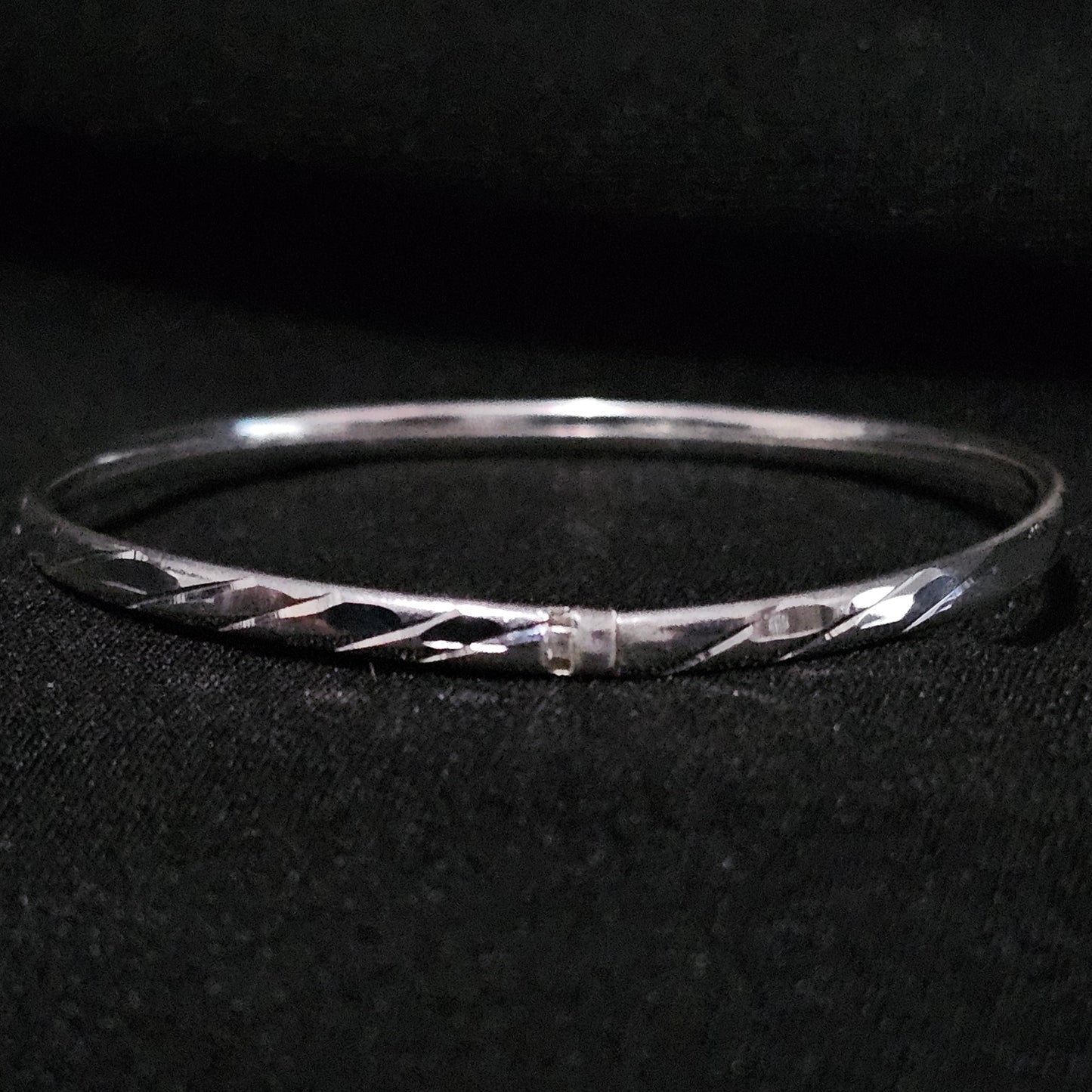 Child's Diamond Cut 925 Sterling Silver Bangle Bracelet 6" 2.8mm