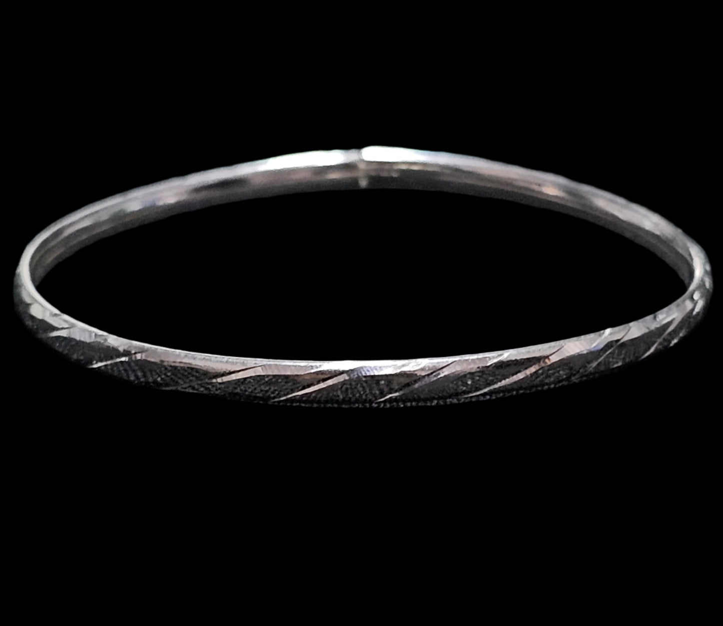 Child's Diamond Cut 925 Sterling Silver Bangle Bracelet 6" 2.8mm