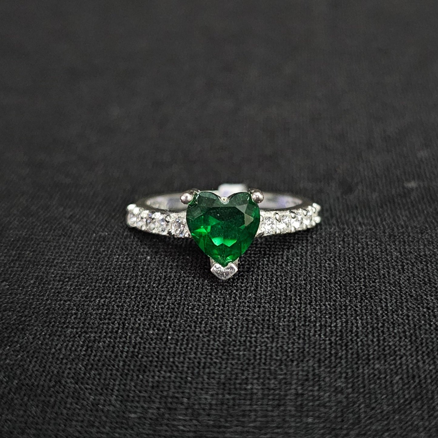 Emerald Green Ring 925 Sterling Silver