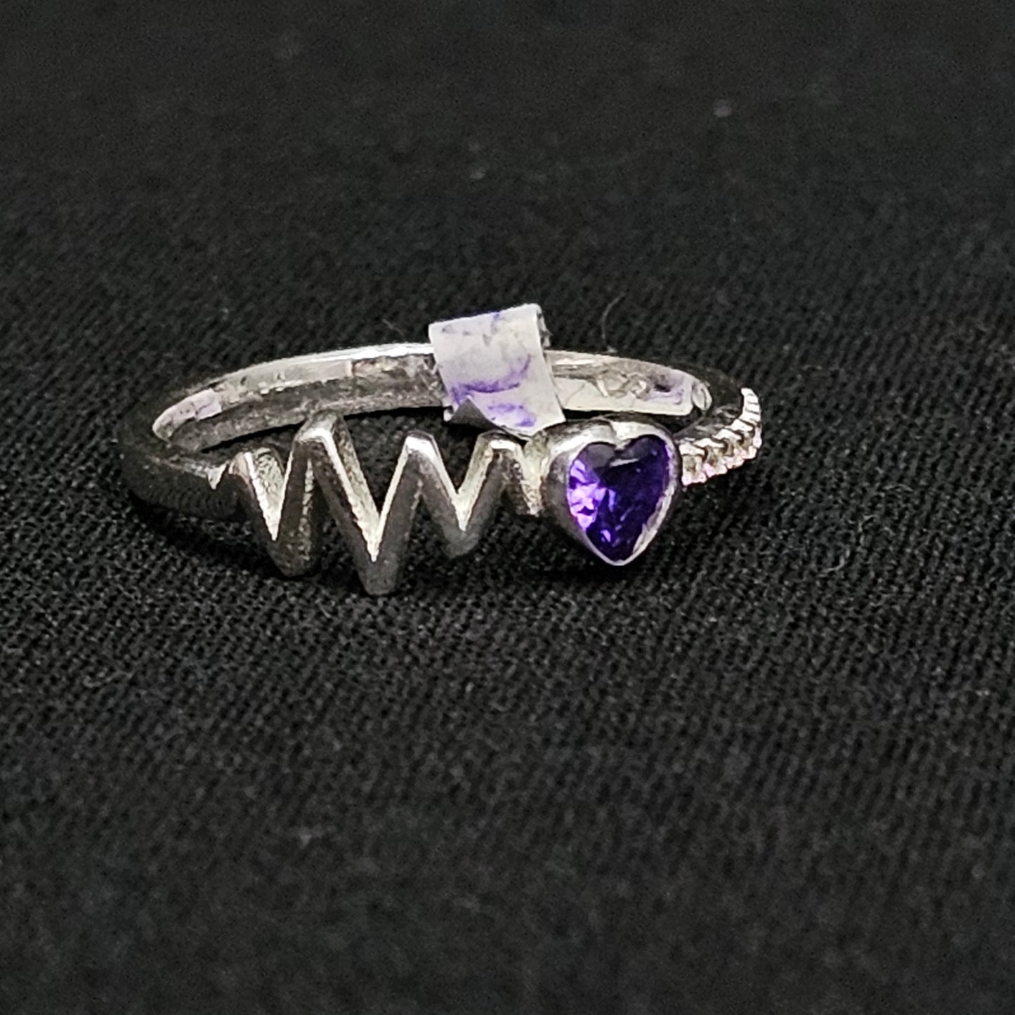 Purple Heartbeat Ring 925 Sterling Silver