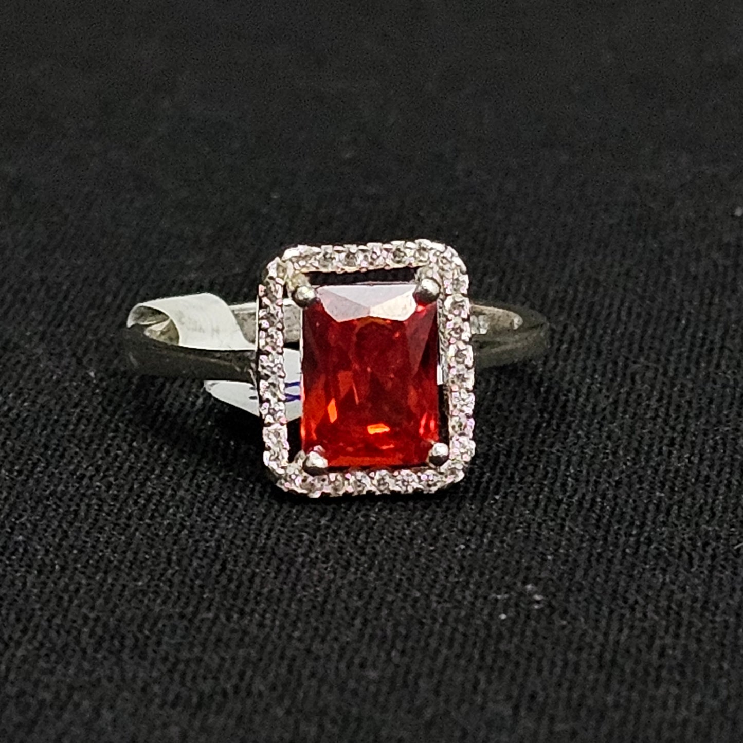Burnt Orange Rectangle Ring 925 Sterling Silver