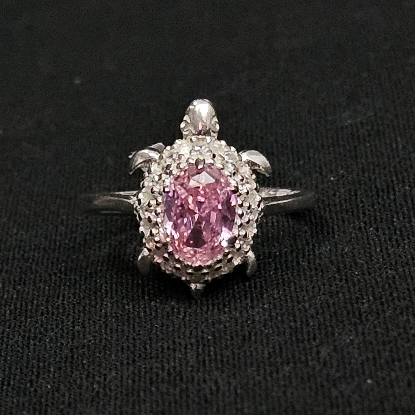 Pink Turtle Ring 925 Sterling Silver