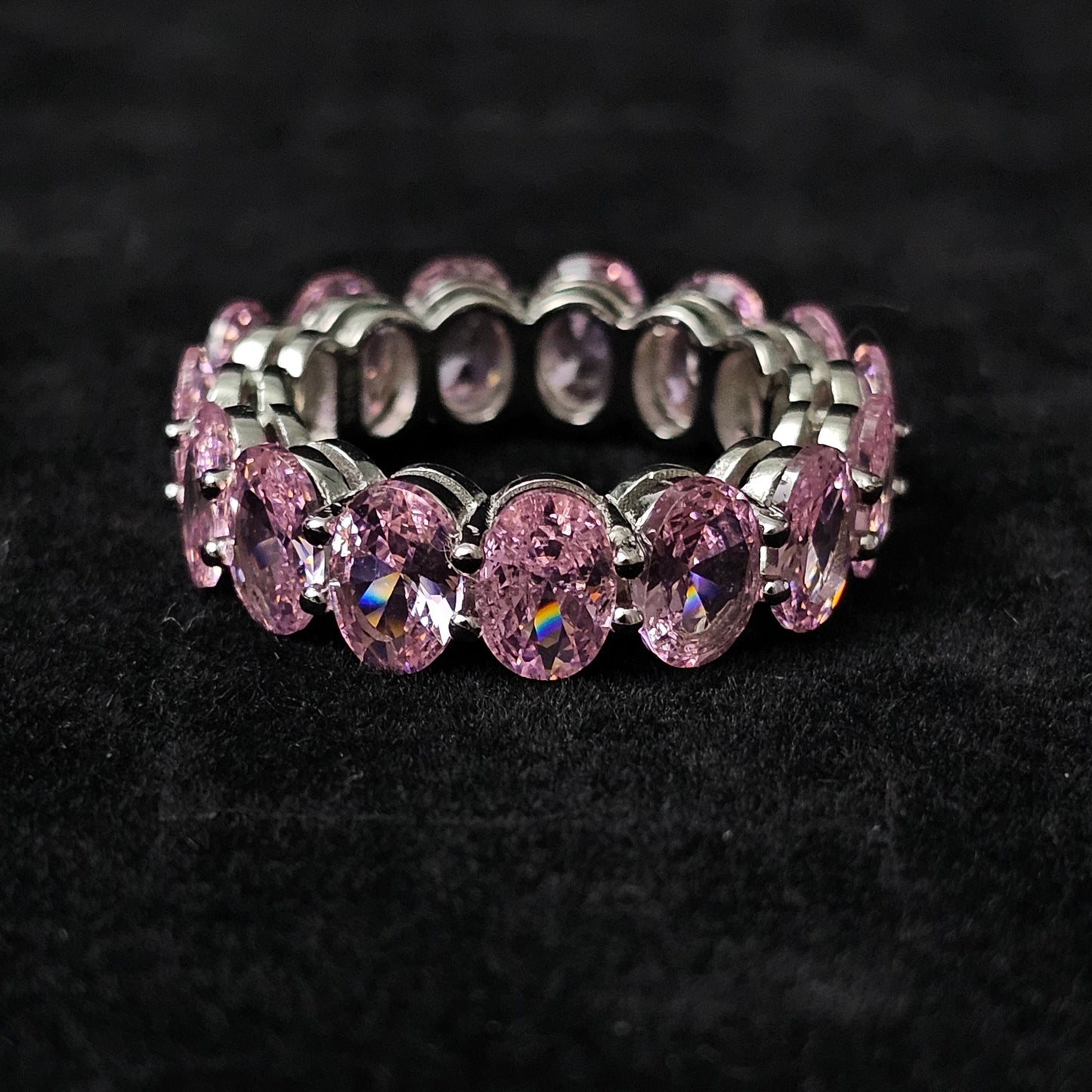 Pink Oval Stone Band Ring