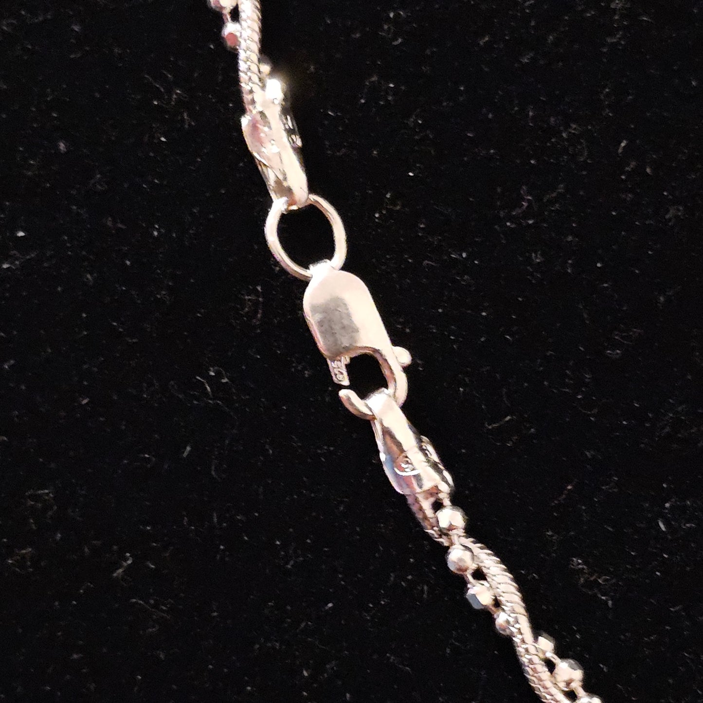 20" Snake and Bead Double Twist Chain Link Necklace 925 Sterling Silver 1.5mm