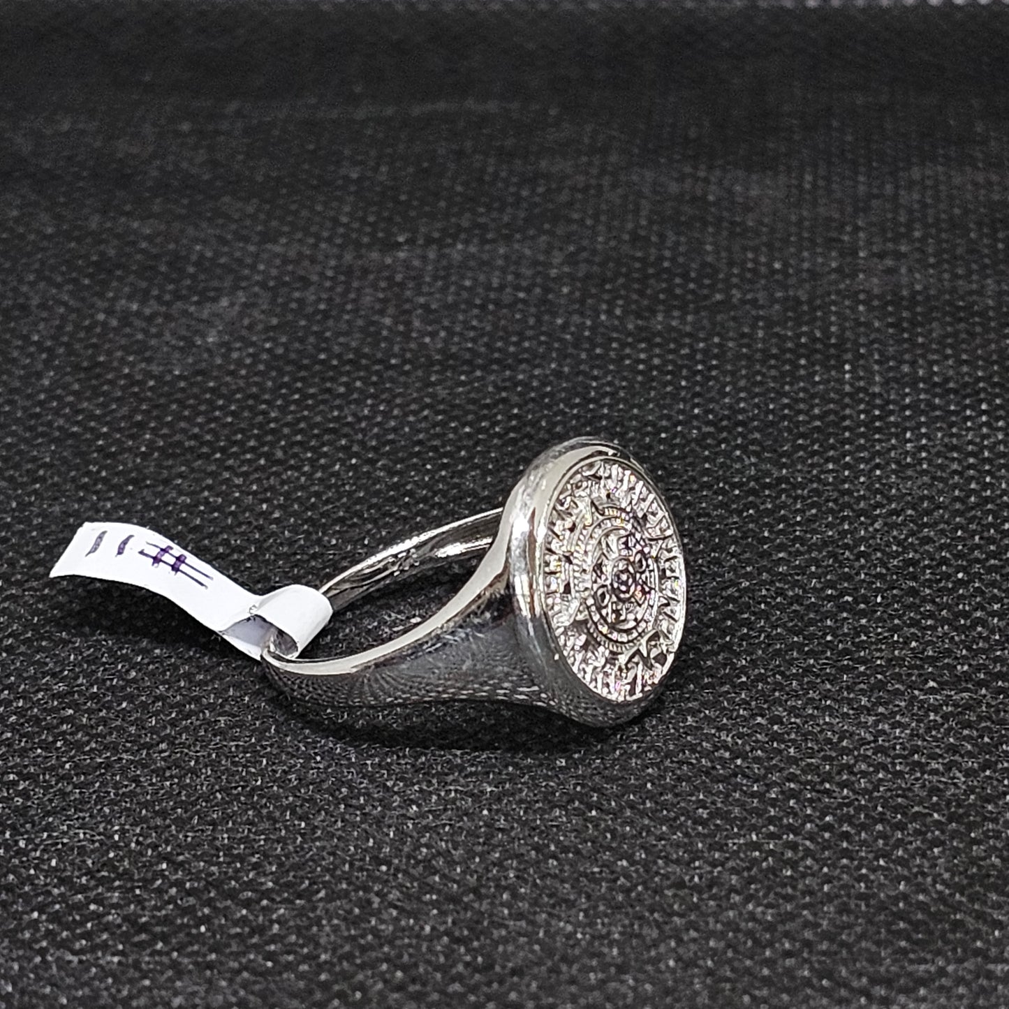 Aztec Calendar Ring in Silver Tone – Size 11, 5.5g Statement Piece
