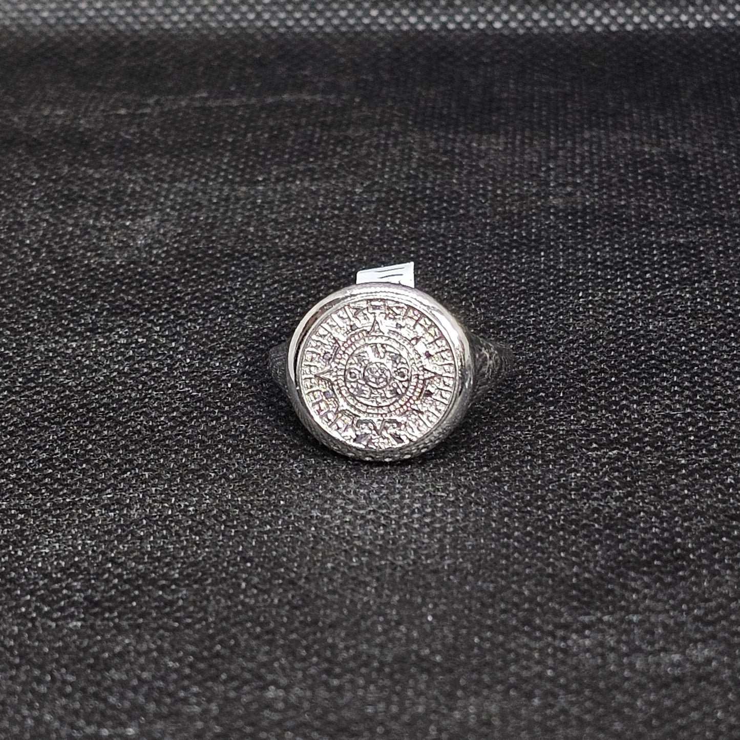Aztec Calendar Ring in Silver Tone – Size 11, 5.5g Statement Piece