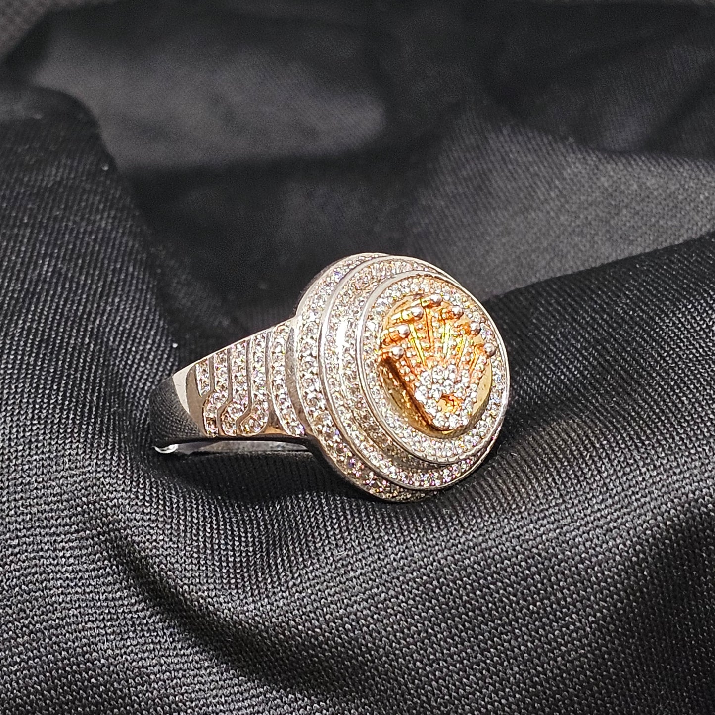 Gold Crown Iced-Out Ring for Men, Size 12, 9g, Statement Bling