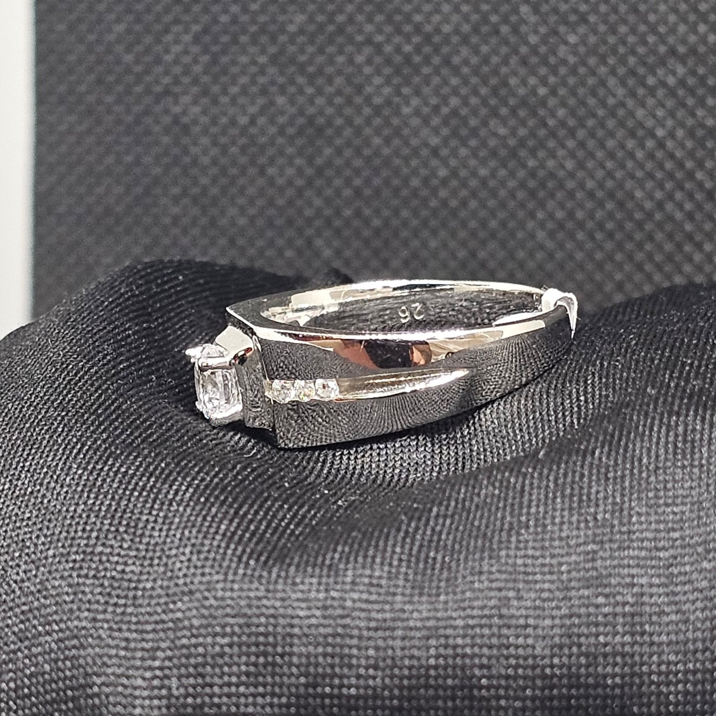 Men’s Silver Ring with CZ Center Stone