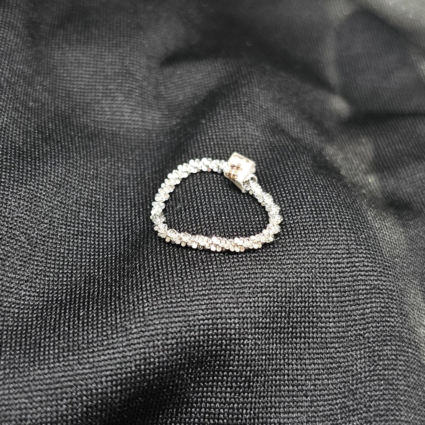 Delicate Beaded Silver Ring, Size 3, Lightweight 0.7g Jewelry