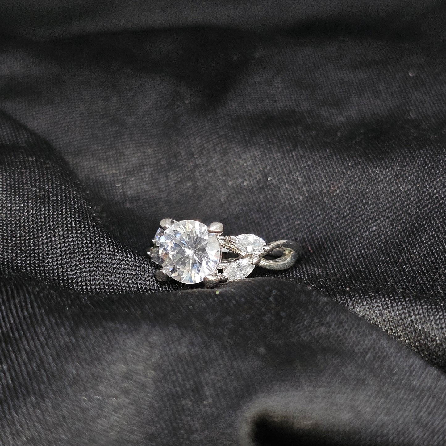 Elegant 5-Stone CZ Engagement Ring, Round & Marquise Cut