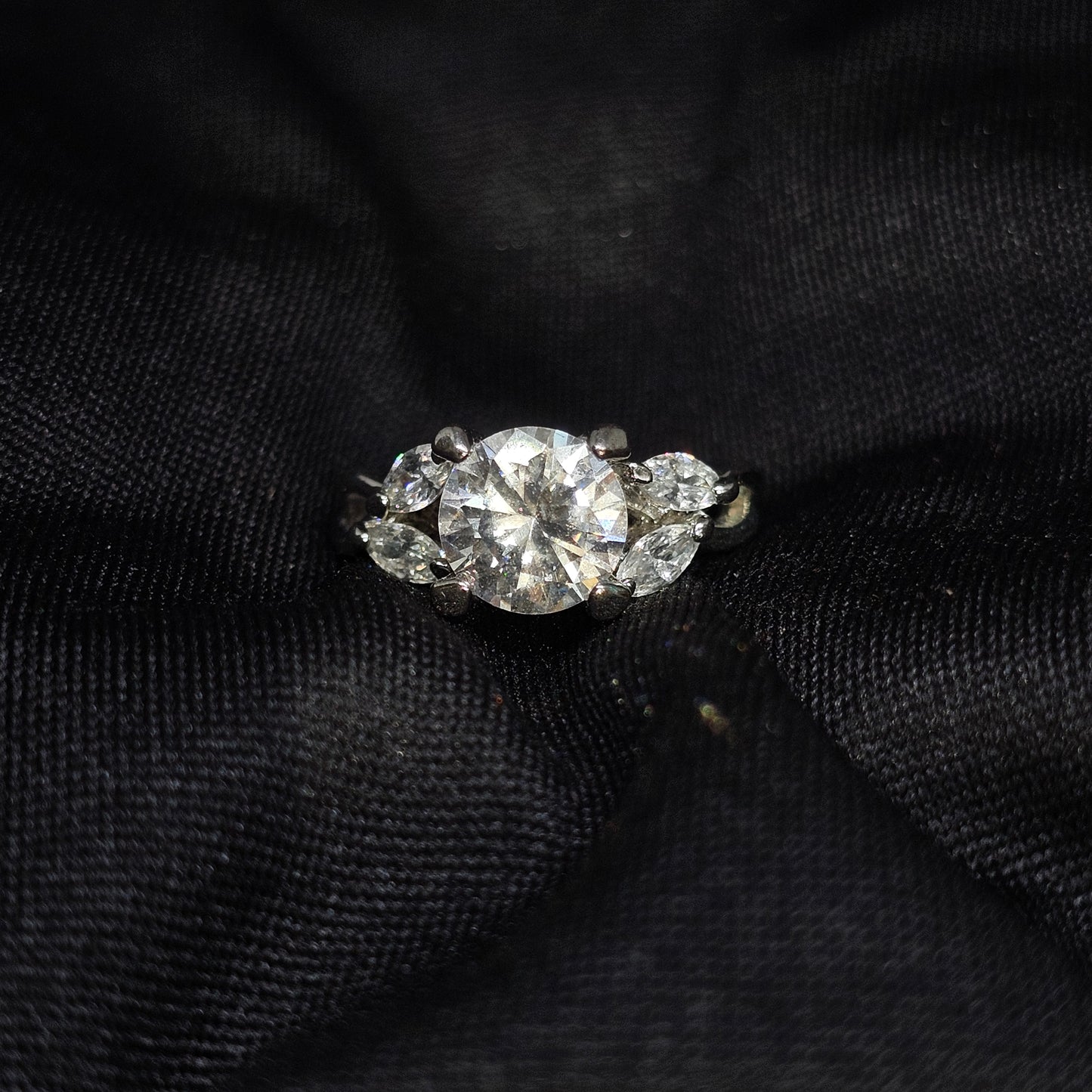 Elegant 5-Stone CZ Engagement Ring, Round & Marquise Cut