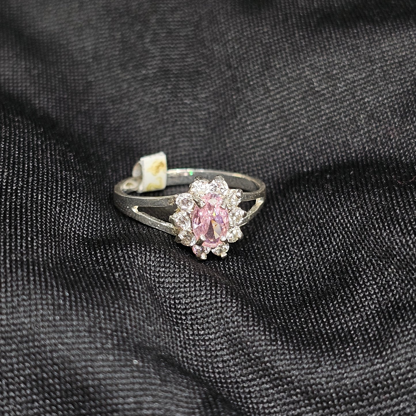 Oval Pink CZ Halo Ring – Elegant Vintage-Inspired Design