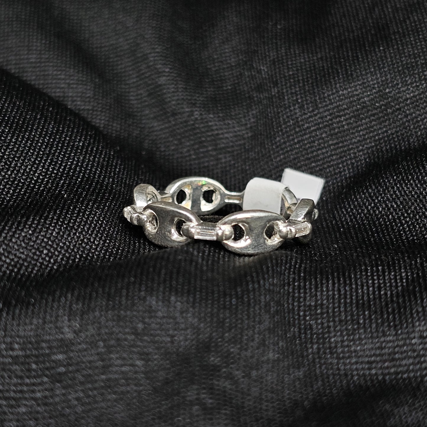 Bold Silver Chain-Link Ring – Size 6, 2.5g, Modern Unisex Design