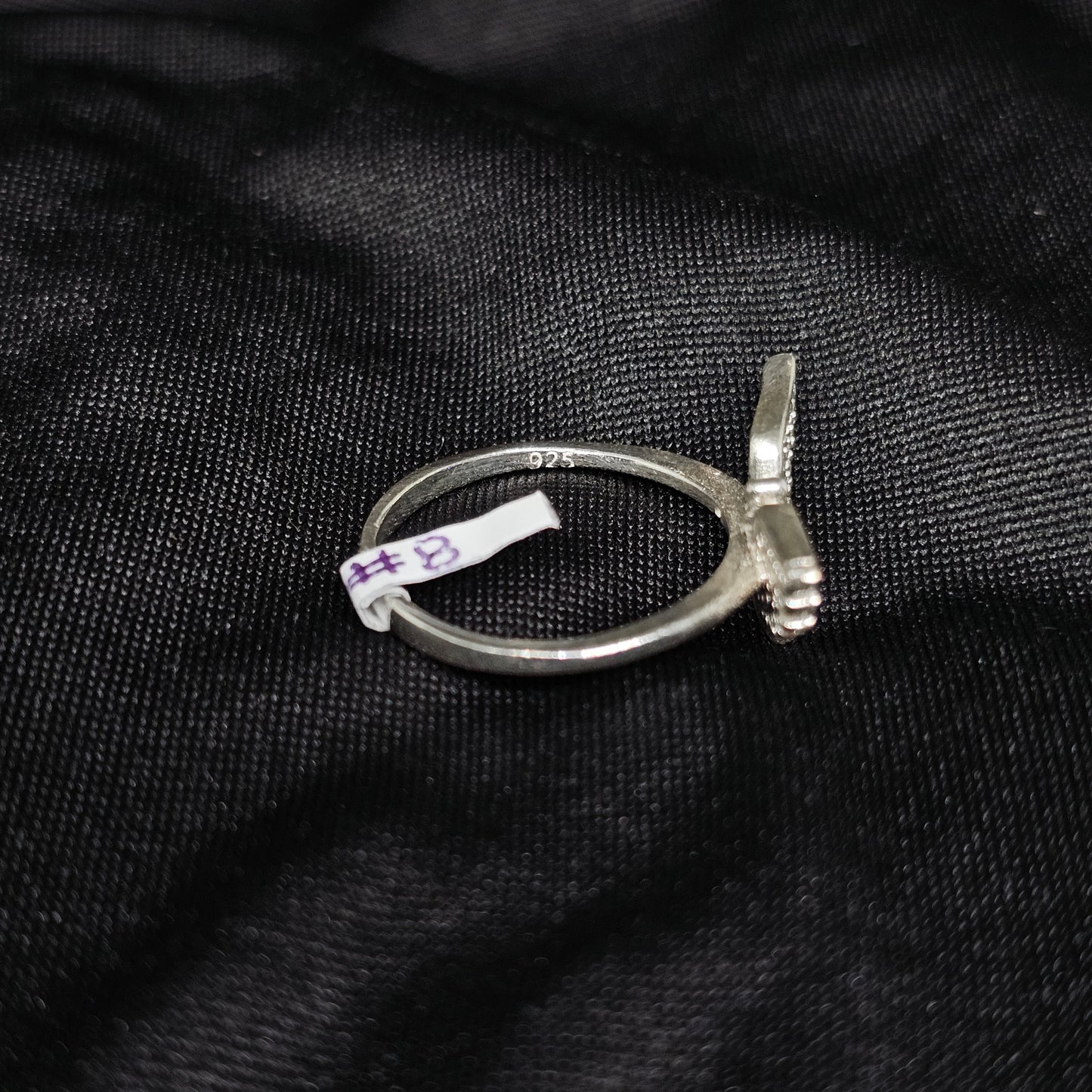 Blue Crystal Angel Wing Ring – Silver Tone, Size 8 Statement