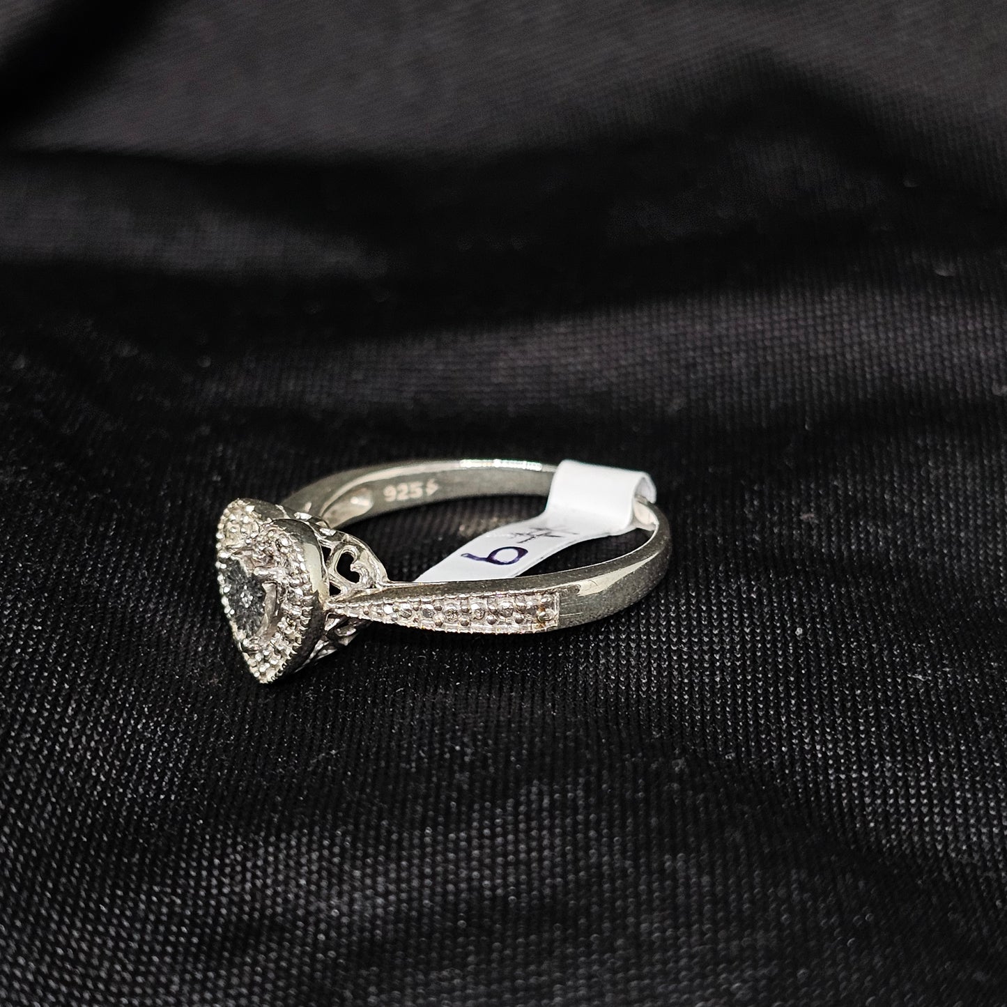 Silver Heart Halo Ring, Size 9, Sparkling & Elegant Design
