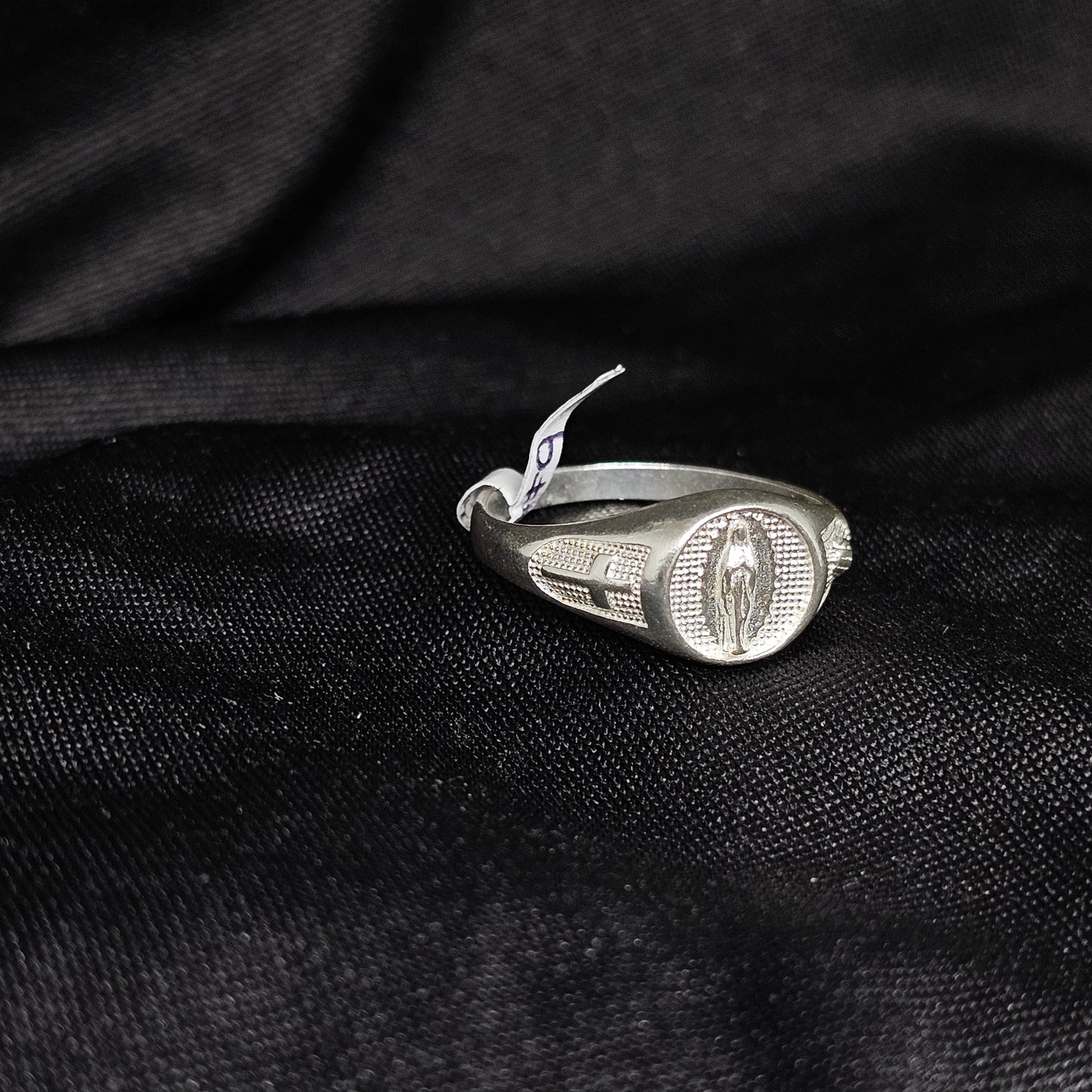 Religious Silver Signet Ring, Size 9, Durable & Symbolic