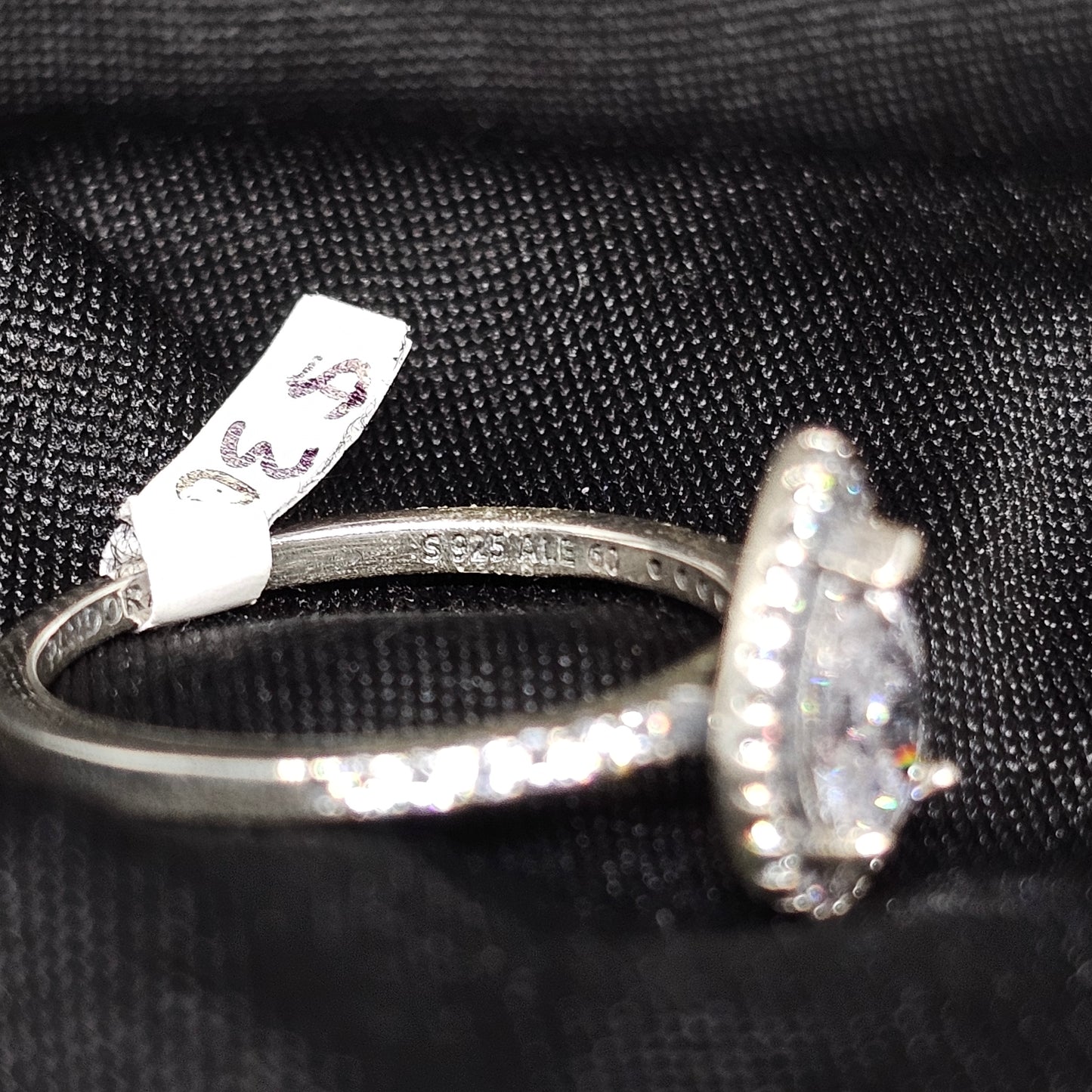 Teardrop Halo Ring, Size 9, Elegant Sparkle with Pave Band