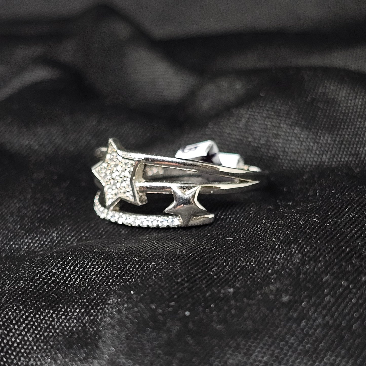 CZ Star Ring in Silver Tone – Size 10, 3.5g, Modern Celestial Style