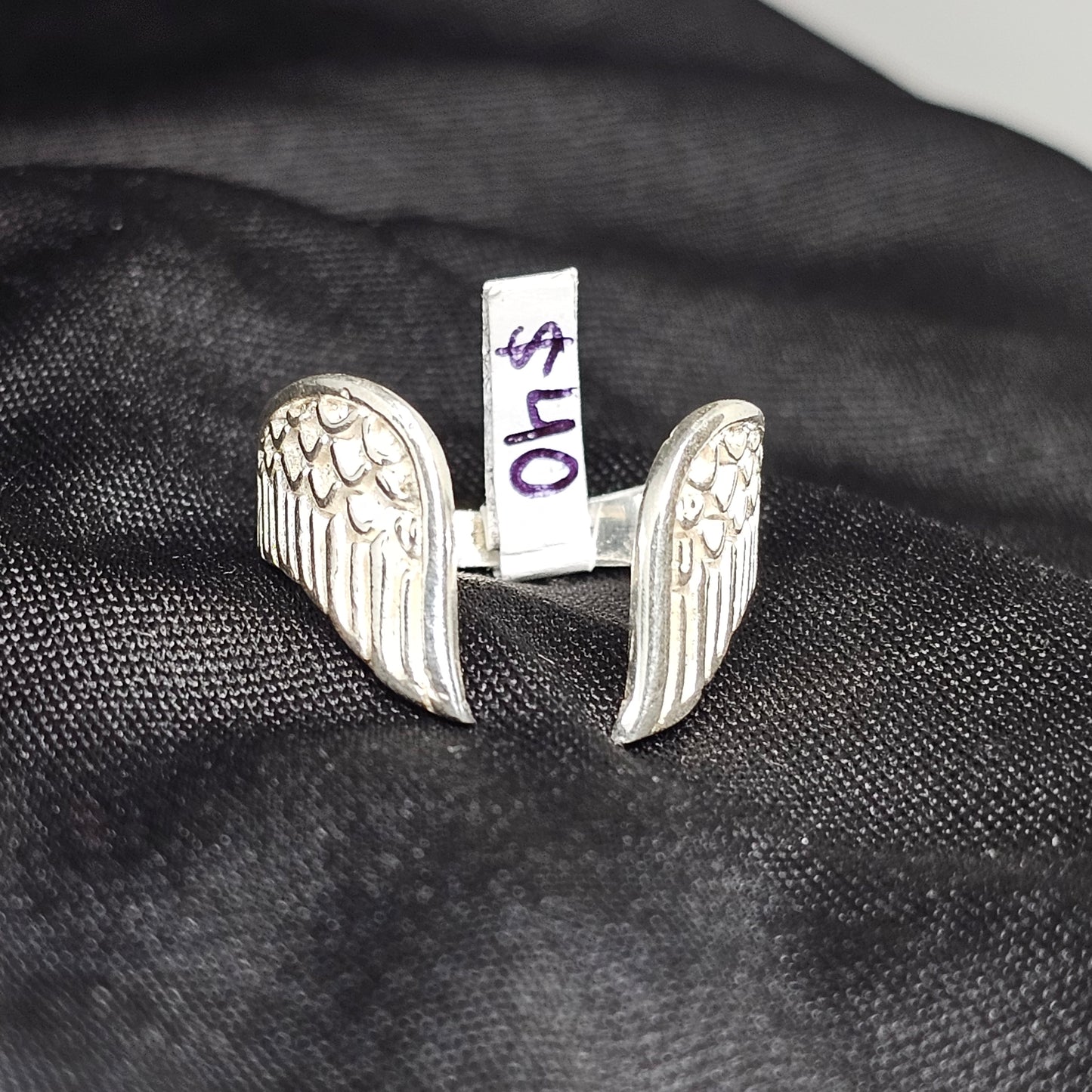 Angel Wings Open Ring in Silver – Size 10, 4g, Adjustable Style