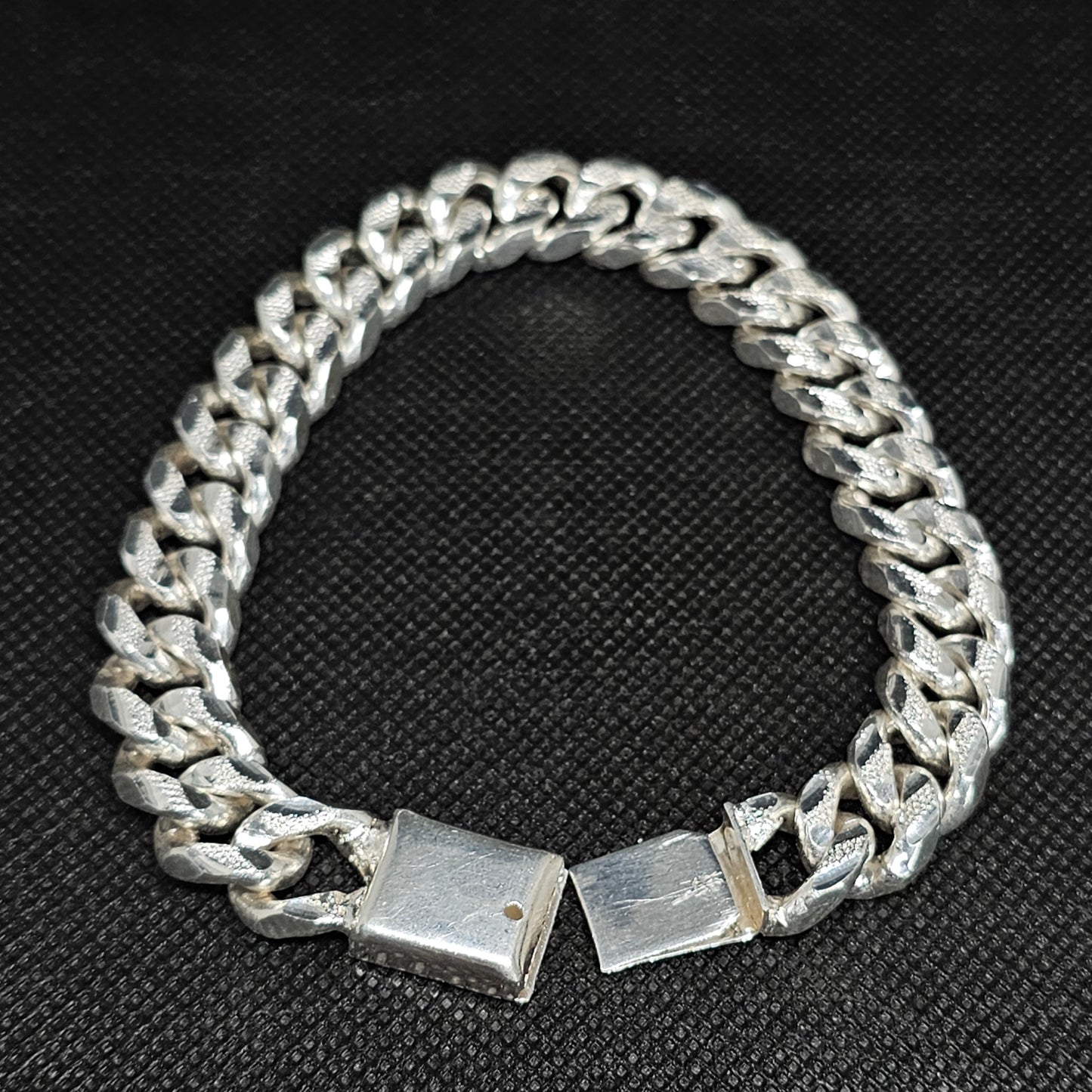 Diamond Cut Cuban Link Sterling Silver Bracelet for Men