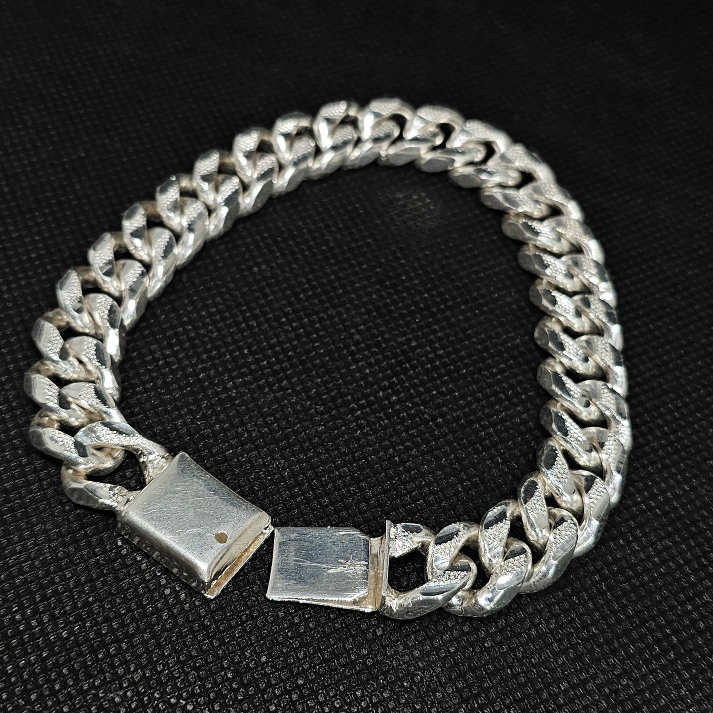 Diamond Cut Cuban Link Sterling Silver Bracelet for Men