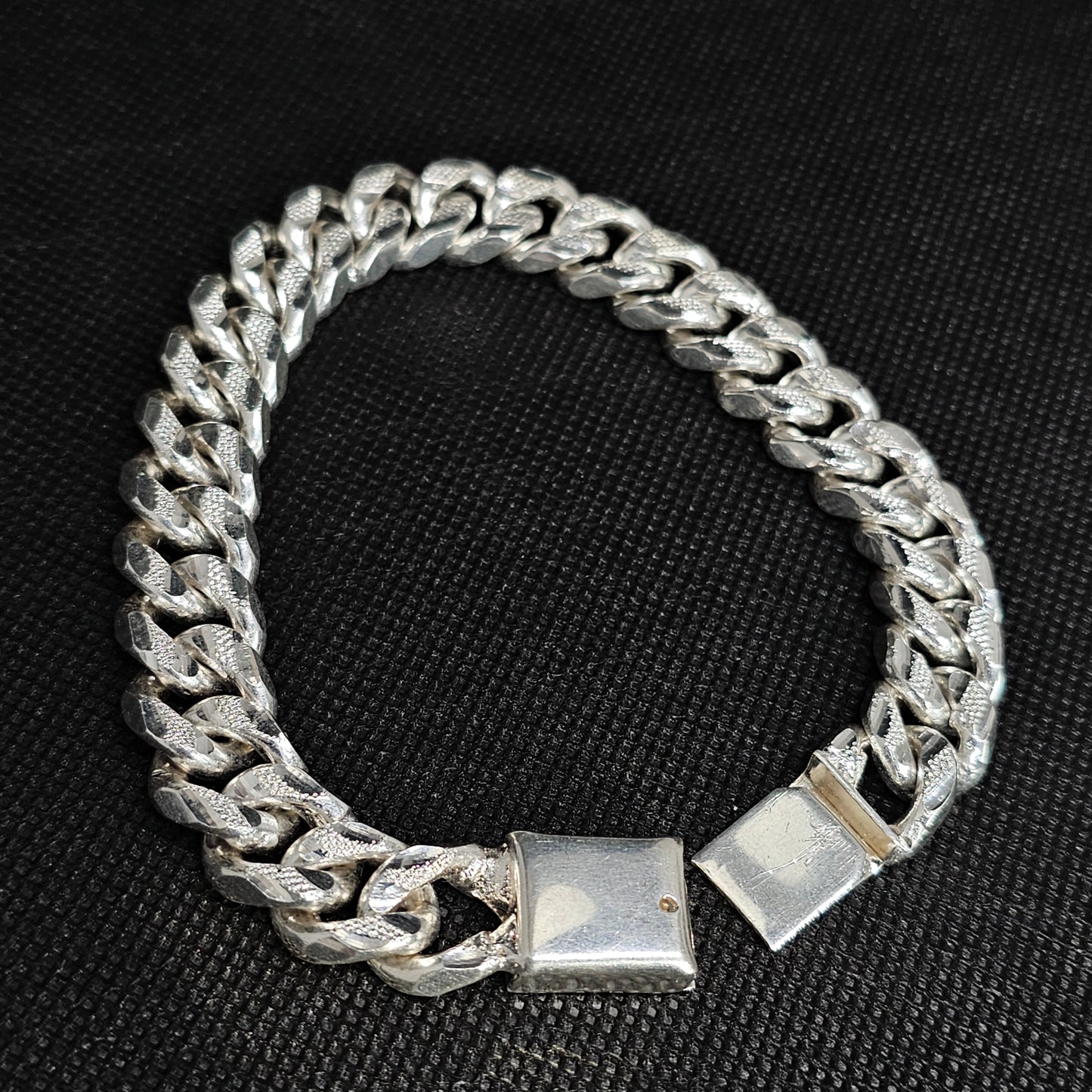 Diamond Cut Cuban Link Sterling Silver Bracelet for Men