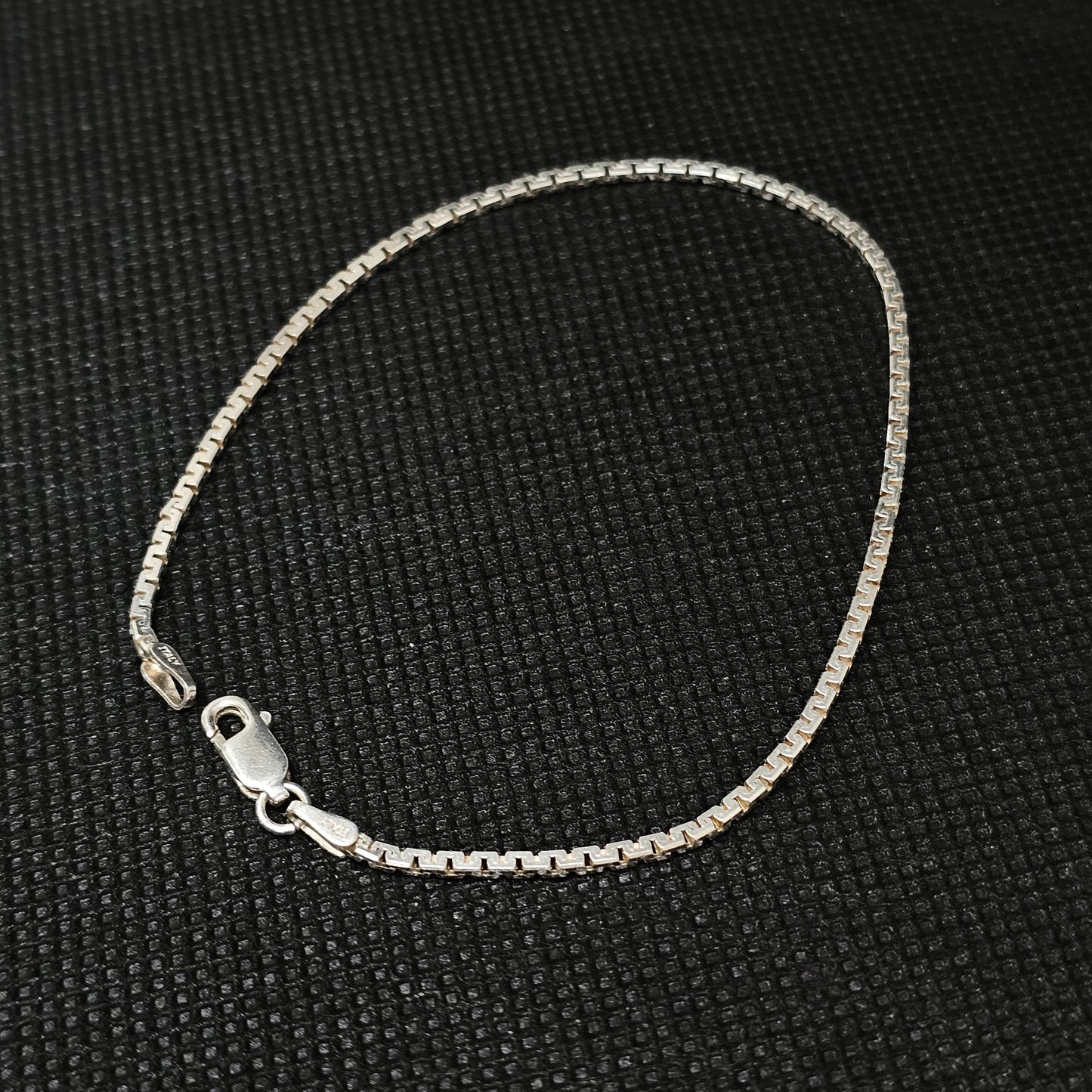 Classic Sterling Silver Box Link Bracelet with Lobster Clasp