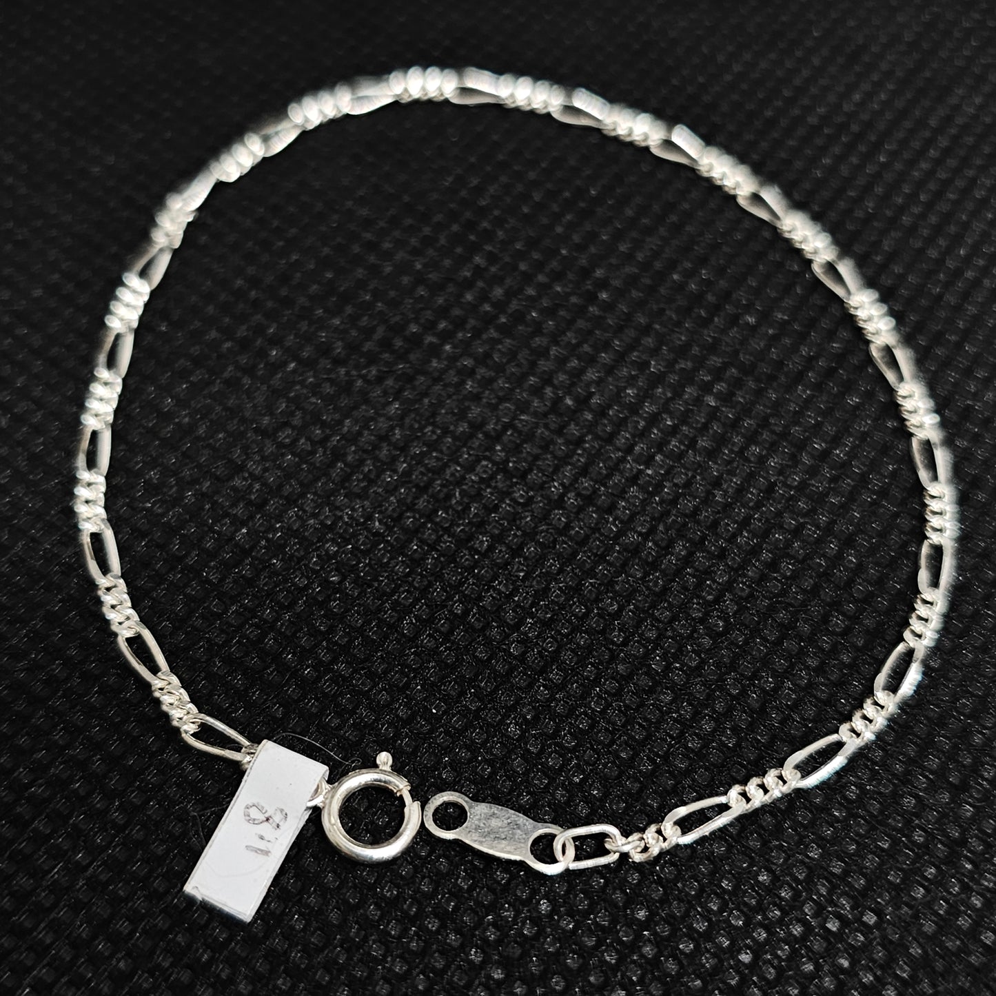 Classic Figaro Link Chain Bracelet in Polished Silver Finish