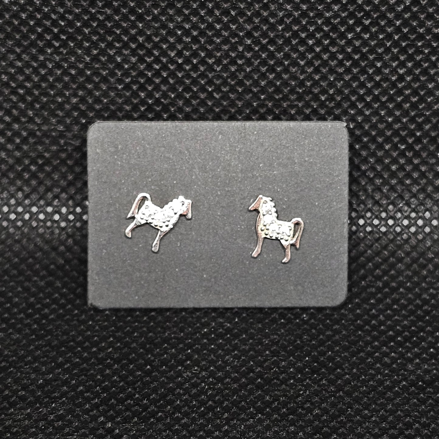 Horse Stud Earrings with CZ Stones – ½” Pushback Style
