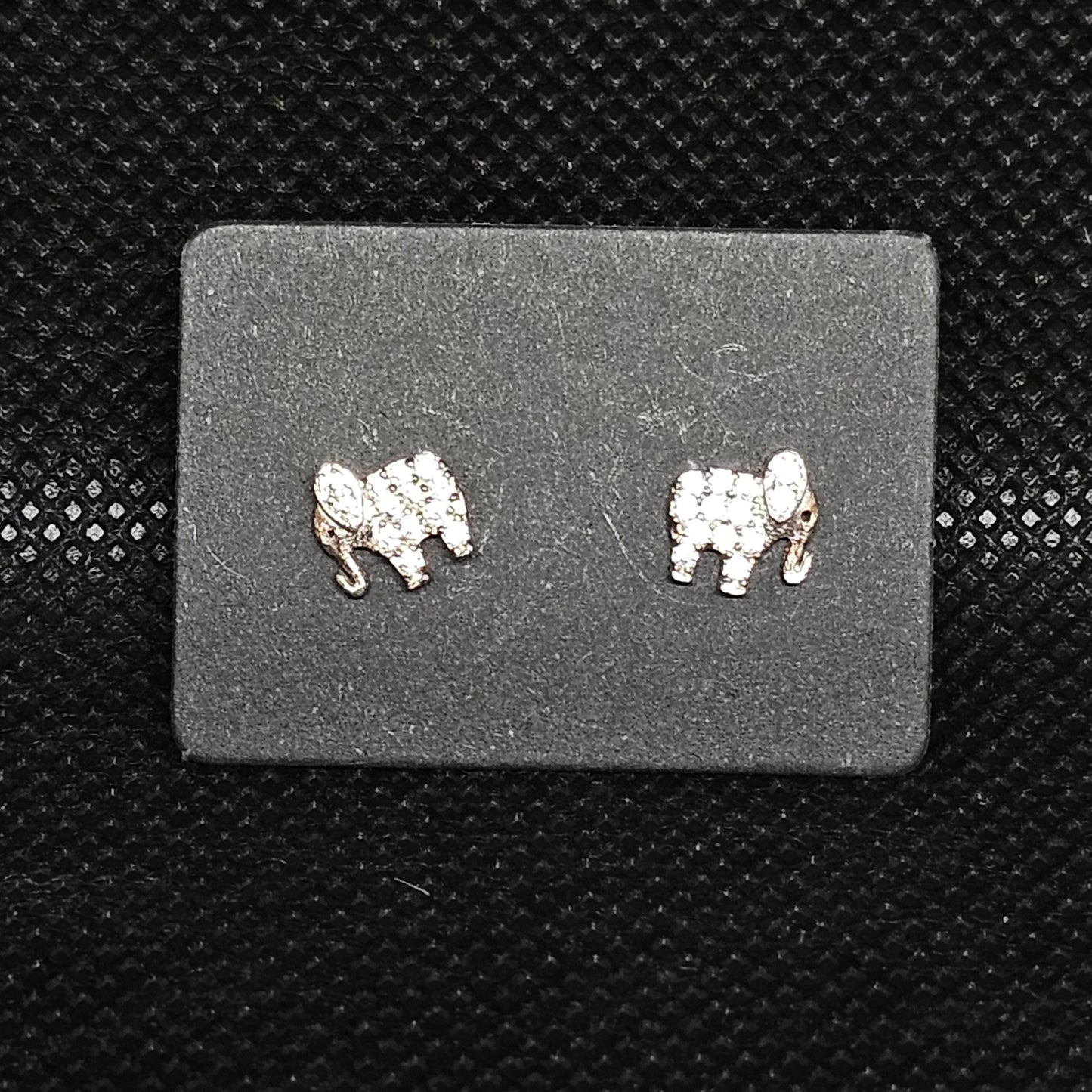 Elephant Stud Earrings with CZ Stones – ½” Pushback Closure