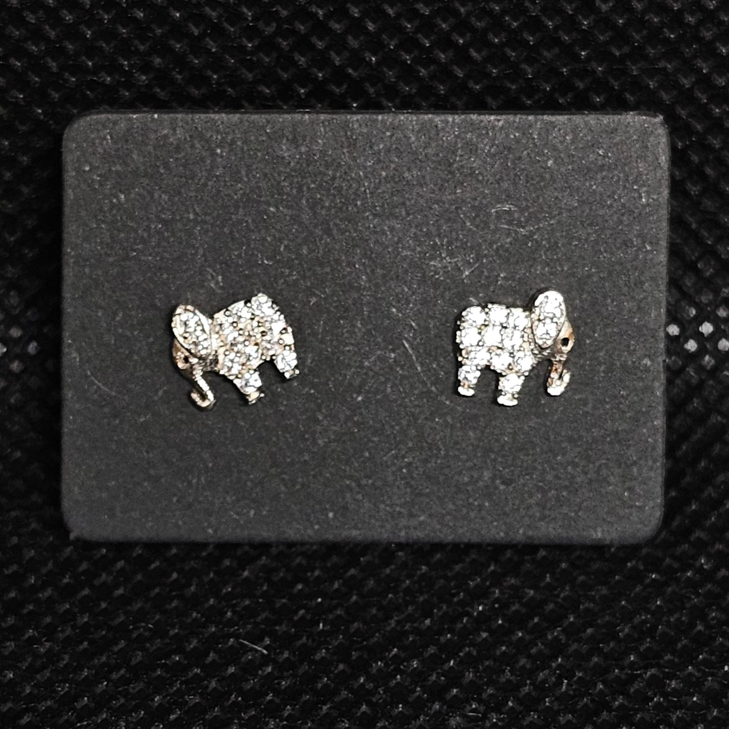 Elephant Stud Earrings with CZ Stones – ½” Pushback Closure