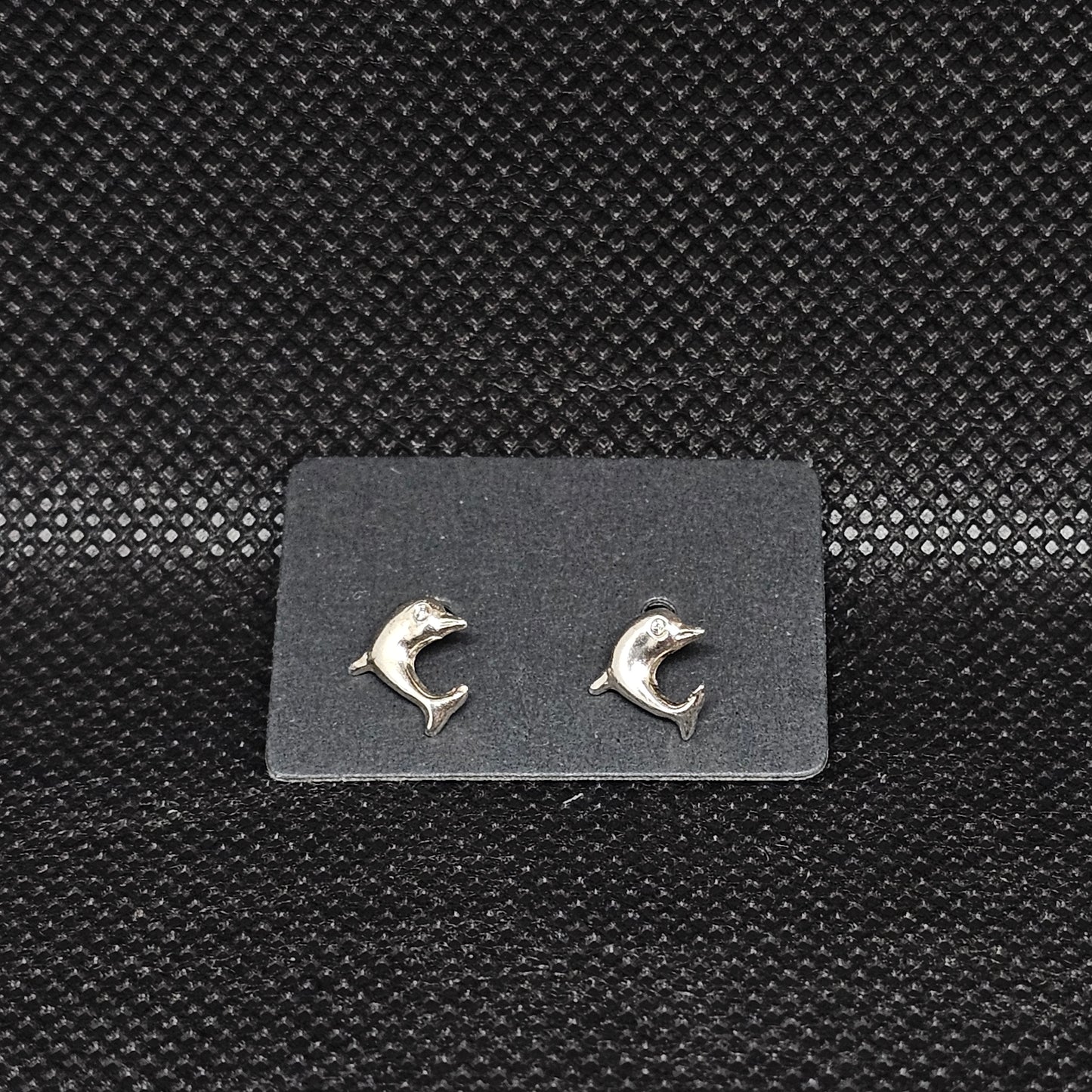 Dolphin CZ Stud Earrings – ½” Ocean Design with Screwball Backs
