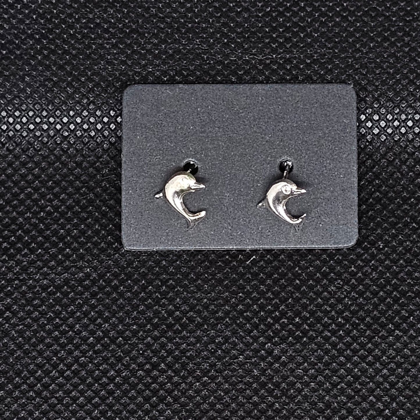 Dolphin CZ Stud Earrings – ½” Ocean Design with Screwball Backs