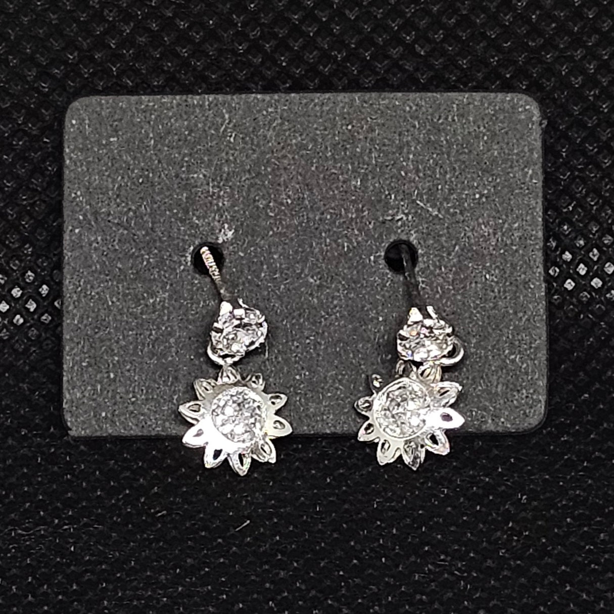 Dangle Sun Earrings with CZ Stones & Secure Screwball Backs ½”