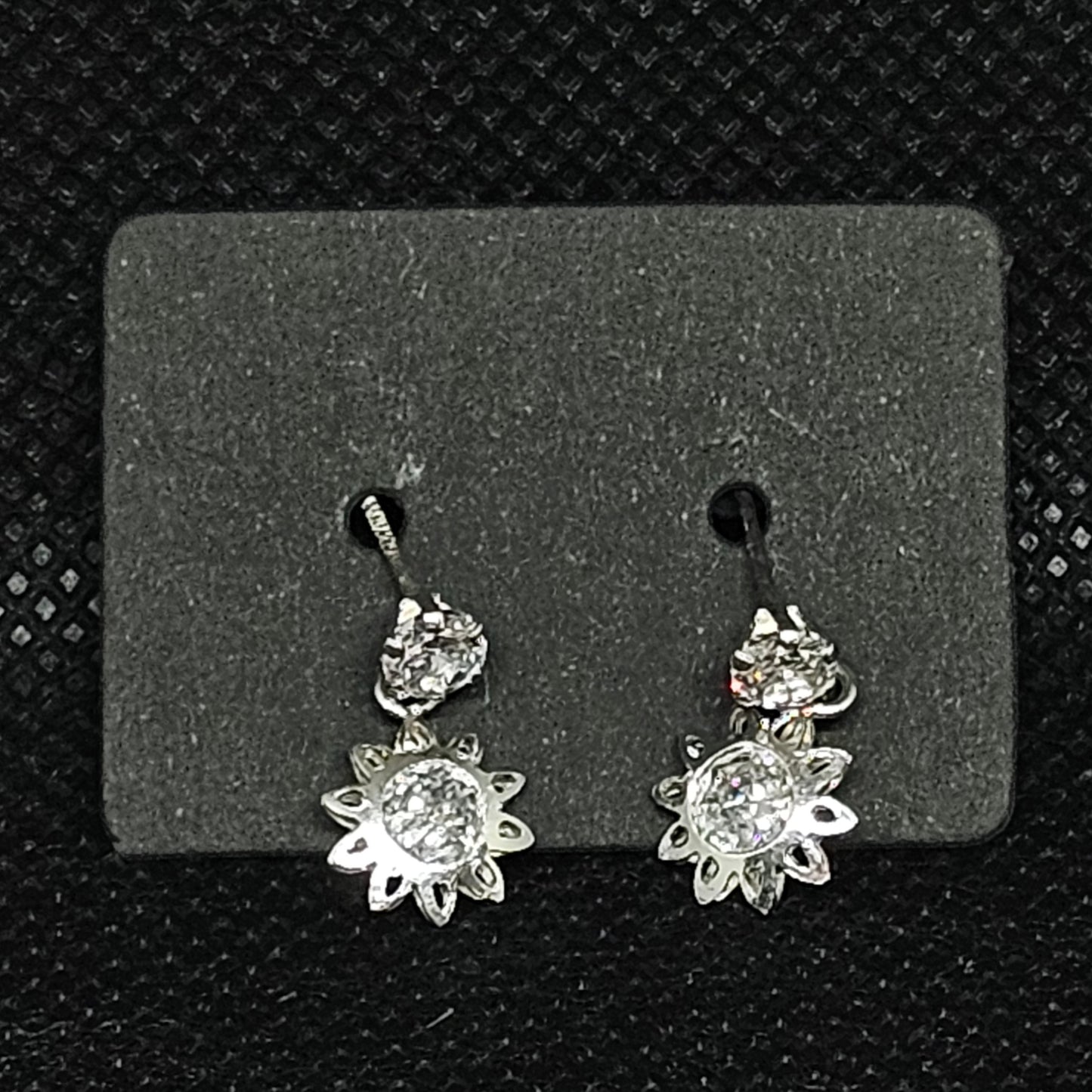 Dangle Sun Earrings with CZ Stones & Secure Screwball Backs ½”