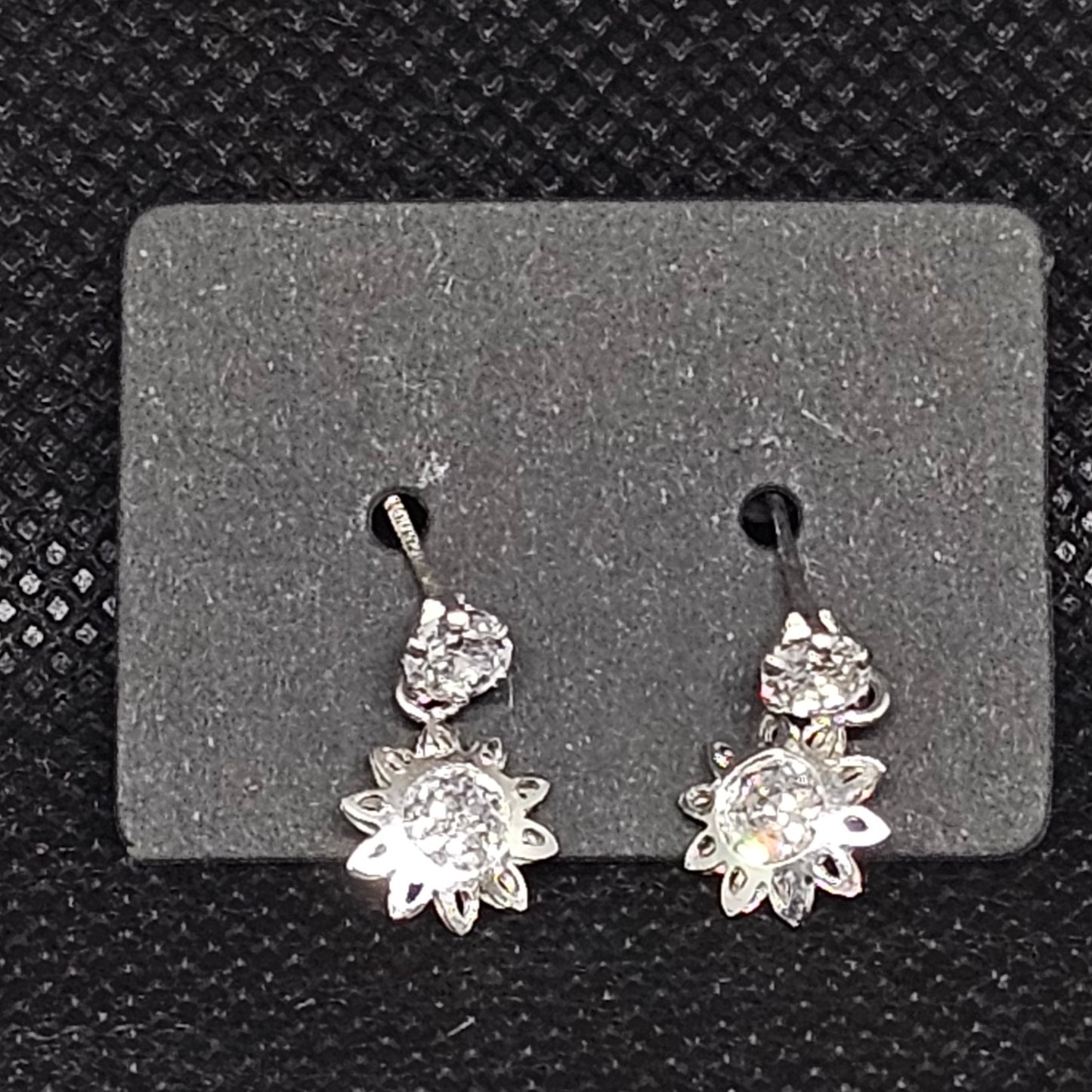 Dangle Sun Earrings with CZ Stones & Secure Screwball Backs ½”